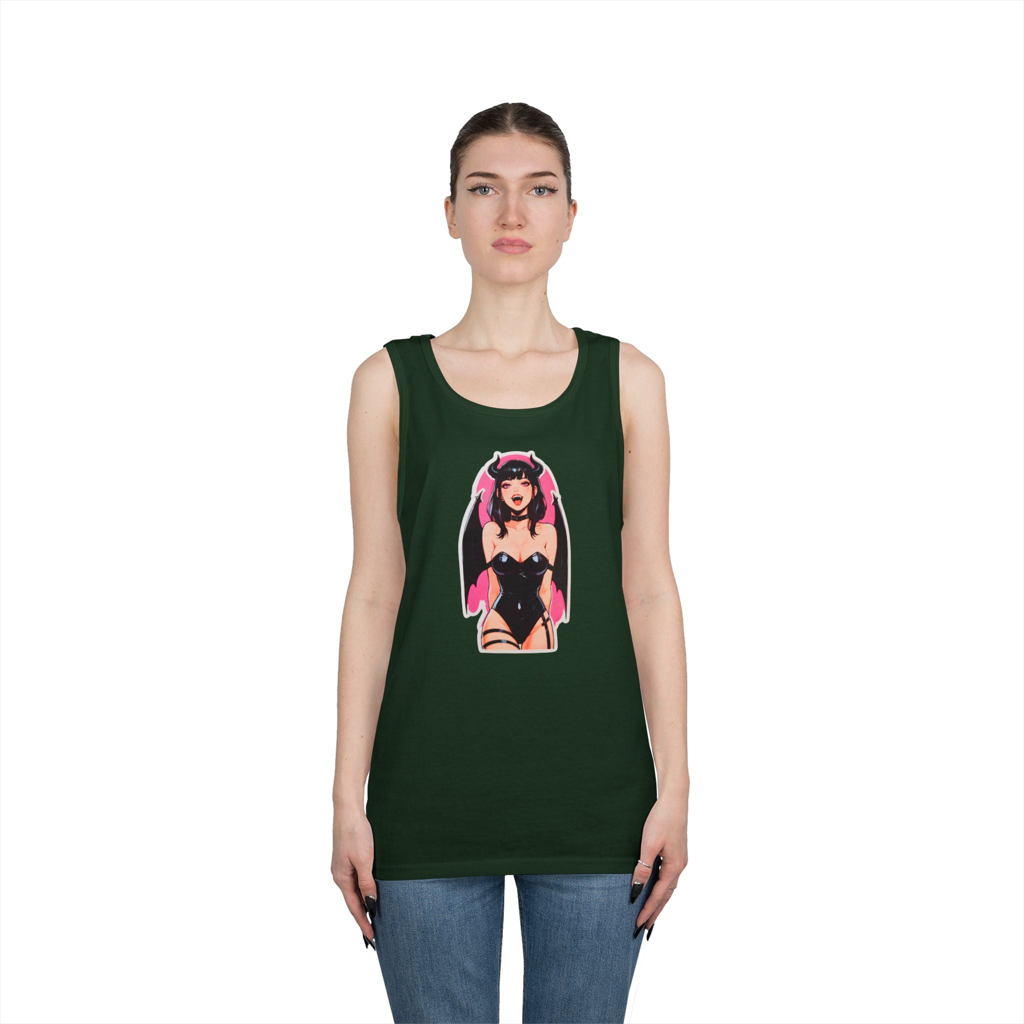 Succubus Ahegao Dark Gothic Heavy Cotton Tank Top