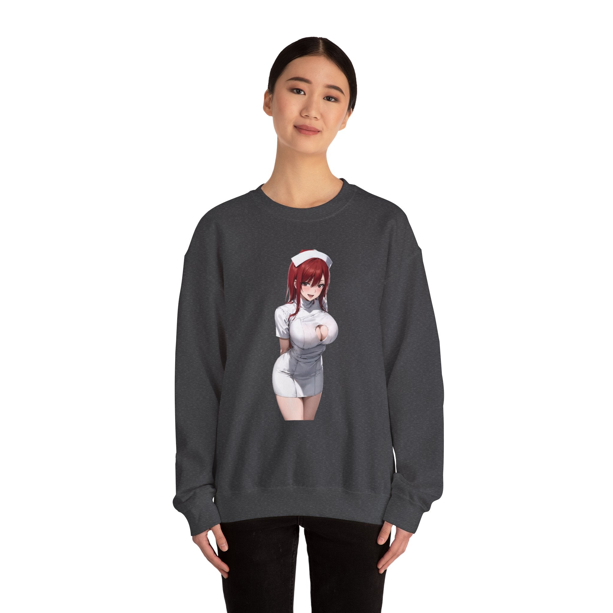 Ezra Scarlet Nurse Uniform Anime Unisex Heavy Blend™ Crewneck Sweatshirt
