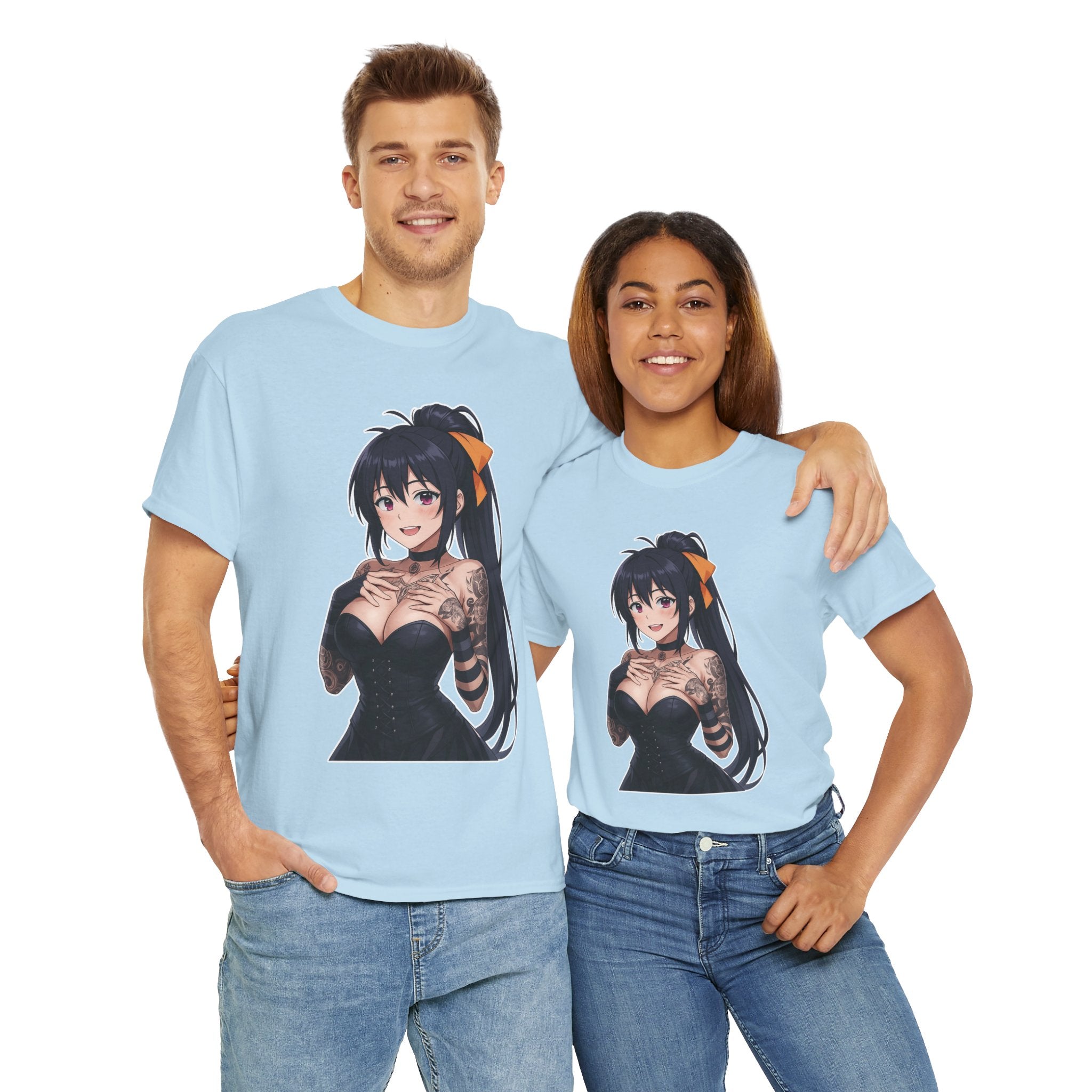 Gothic Style Akeno Himejima Tattoed Waifu Unisex Heavy Cotton Tee