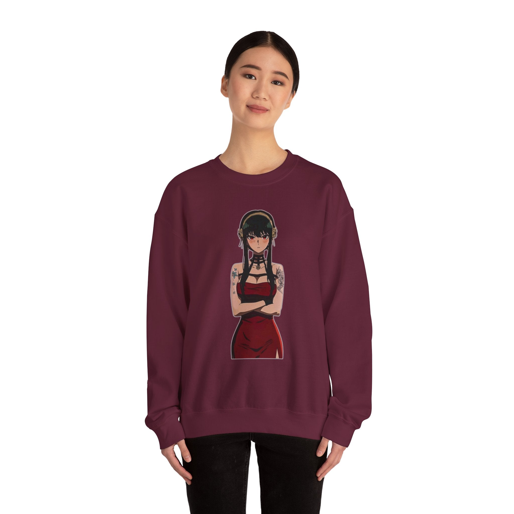 Yor Forger Elegant Tattooed Anime Unisex Heavy Blend™ Crewneck Sweatshirt