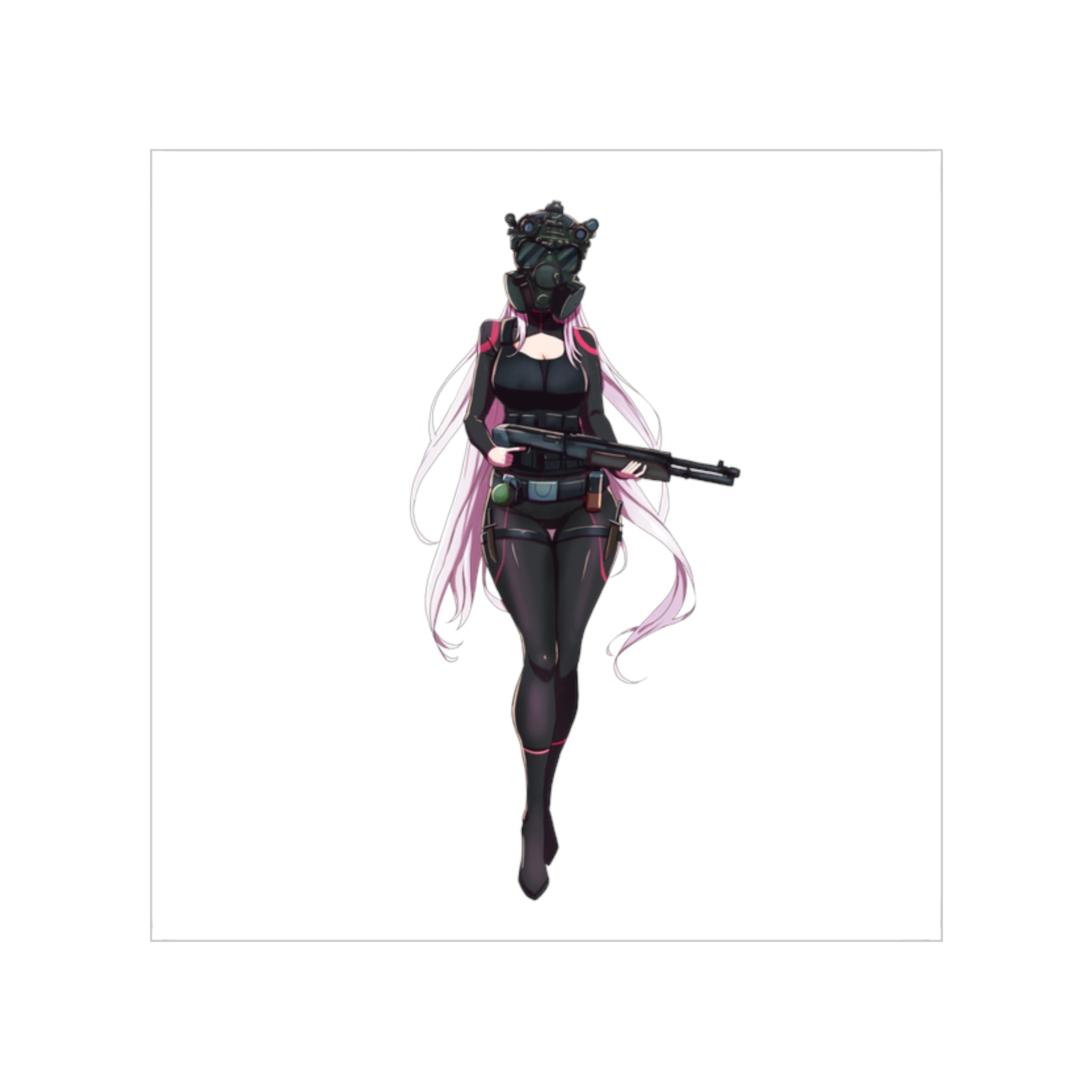 Tactical Zero Two with Gas Mask and Shotgun Sticker