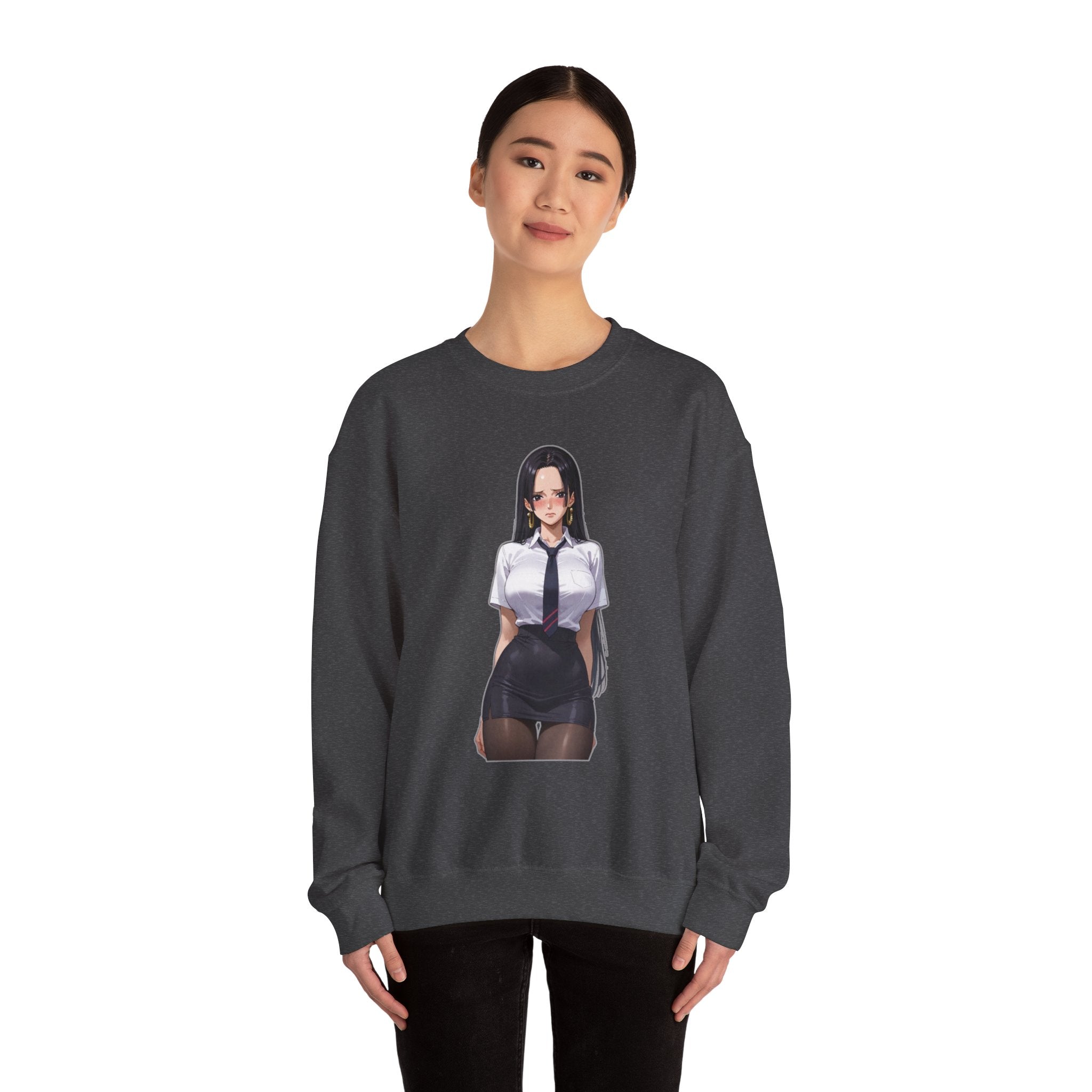 Nico Robin Office Lady Blushing Anime Unisex Heavy Blend™ Crewneck Sweatshirt