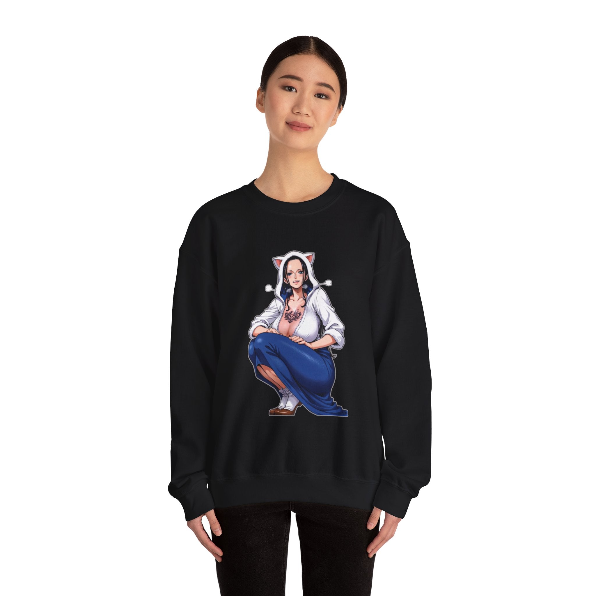 Nico Robin Catgirl Casual Anime Unisex Heavy Blend™ Crewneck Sweatshirt