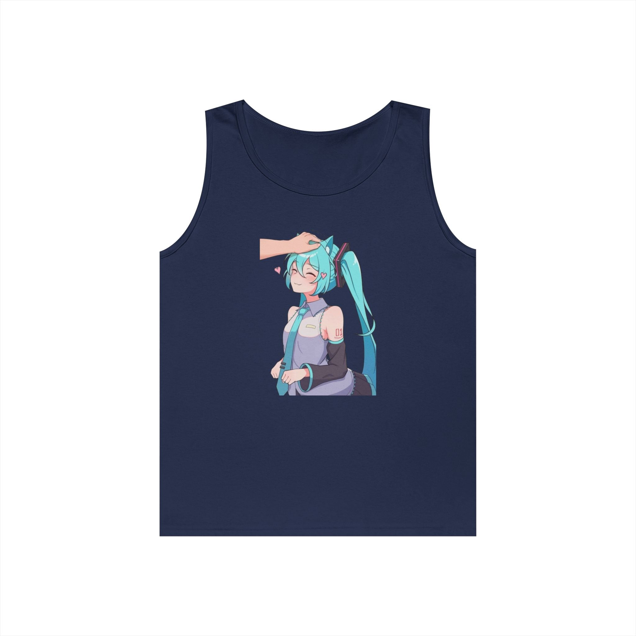 Hatsune Miku Headpat Smiling Catgirl Heavy Cotton Tank Top