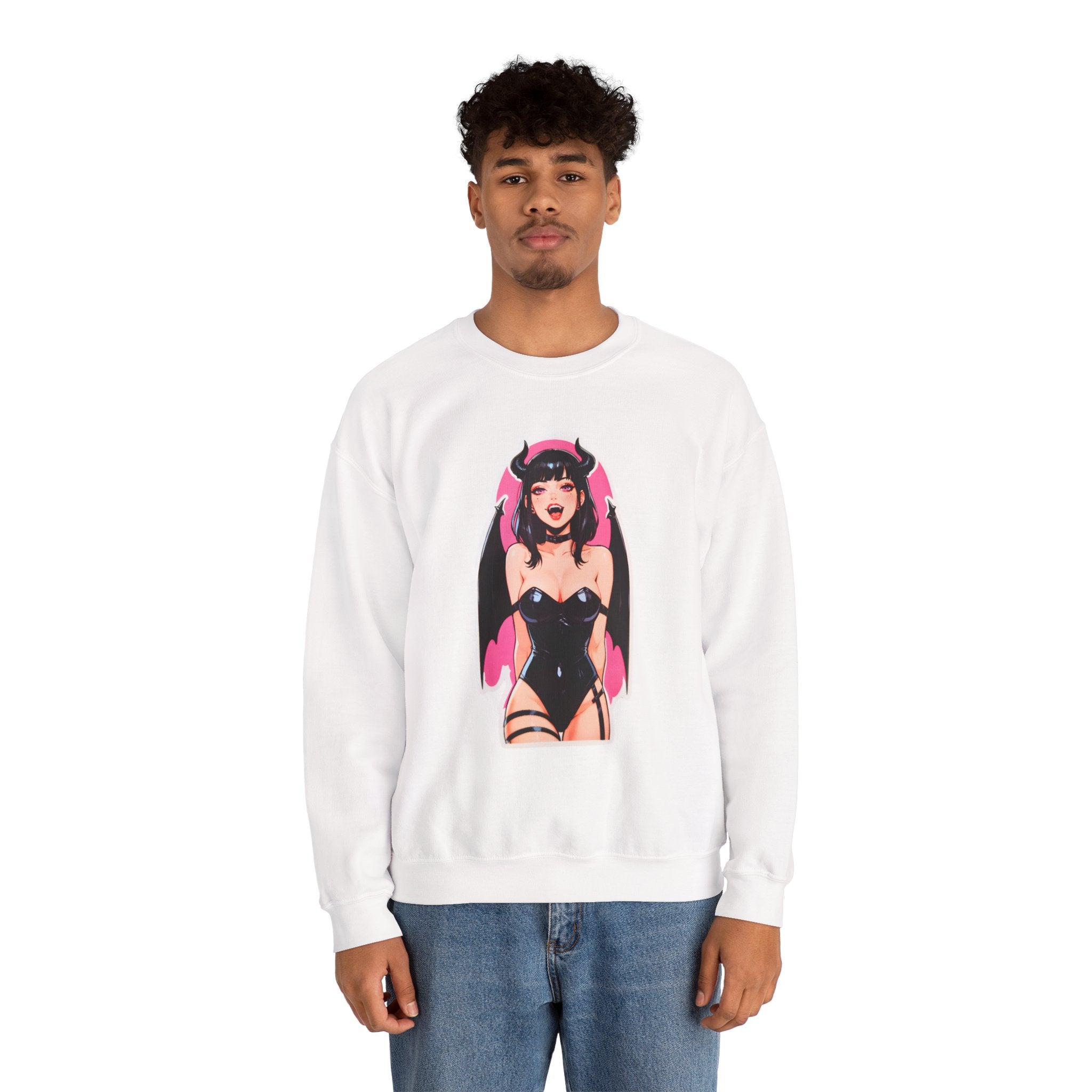 Succubus Ahegao Dark Gothic Unisex Heavy Blend™ Crewneck Sweatshirt