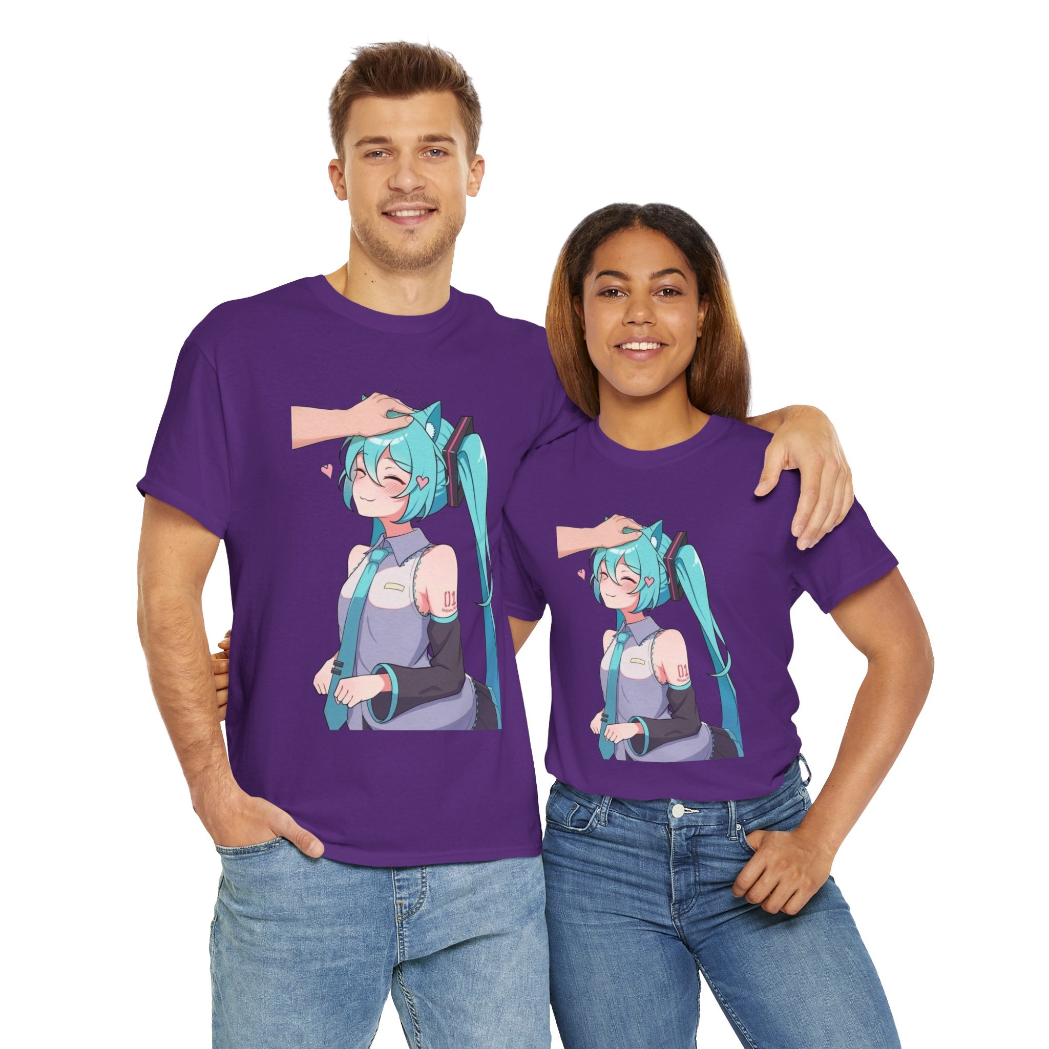 Hatsune Miku Headpat Smiling Catgirl Heavy Cotton Tee