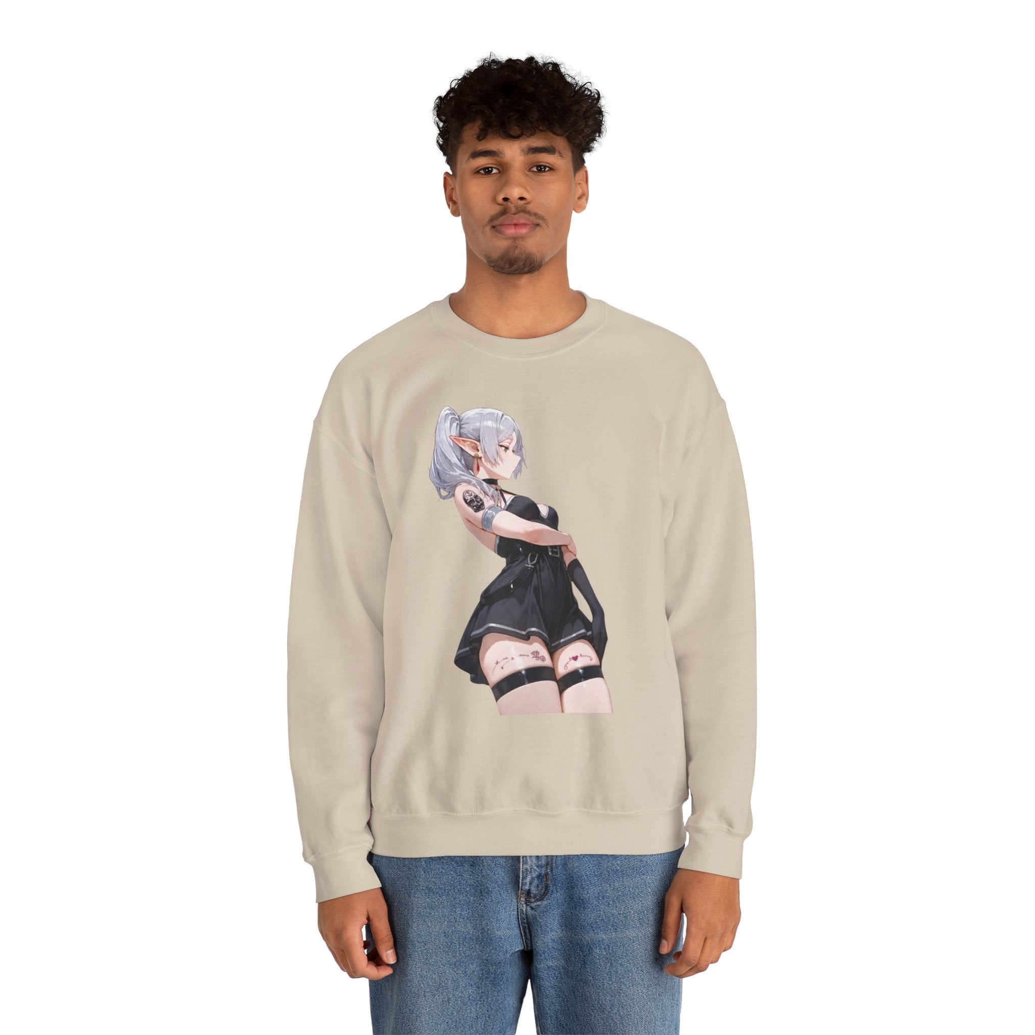 Sexy Frieren Tattooed Black Outfit Unisex Heavy Blend™ Crewneck Sweatshirt