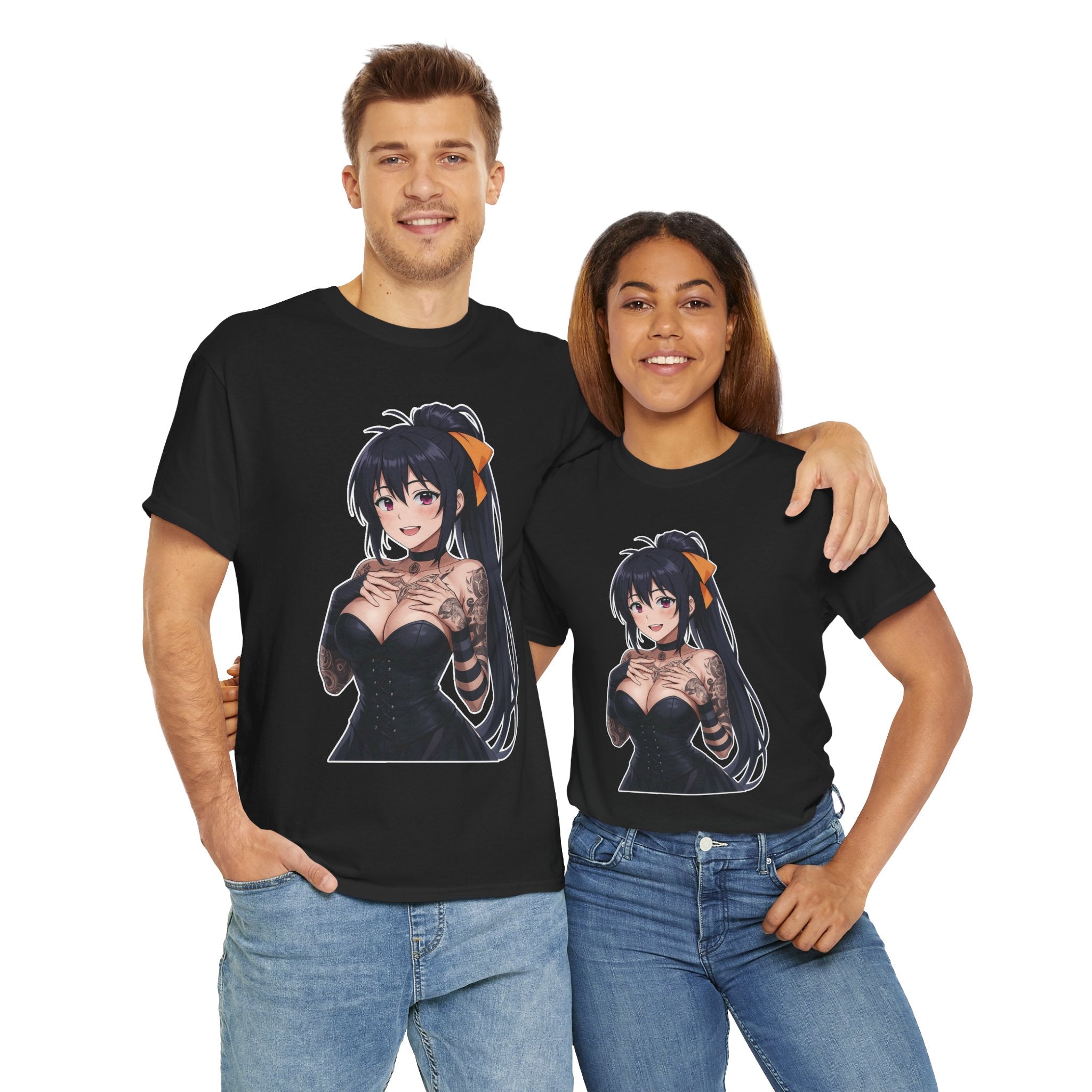 Gothic Style Akeno Himejima Tattoed Waifu Unisex Heavy Cotton Tee