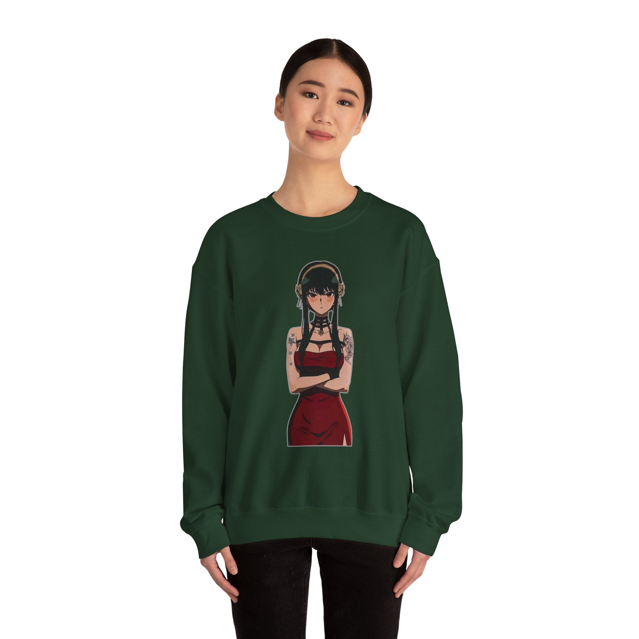 Yor Forger Elegant Tattooed Anime Unisex Heavy Blend™ Crewneck Sweatshirt