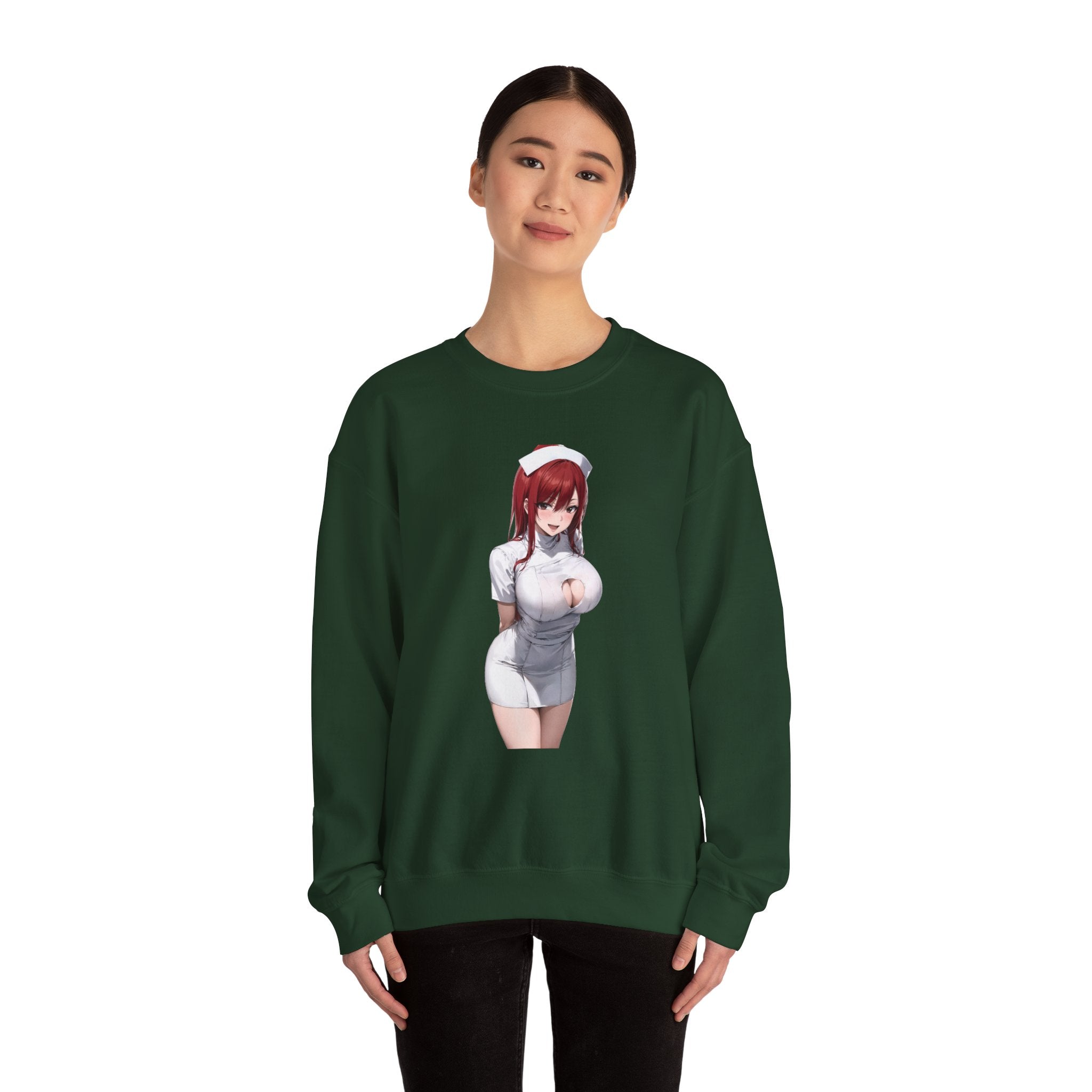 Ezra Scarlet Nurse Uniform Anime Unisex Heavy Blend™ Crewneck Sweatshirt
