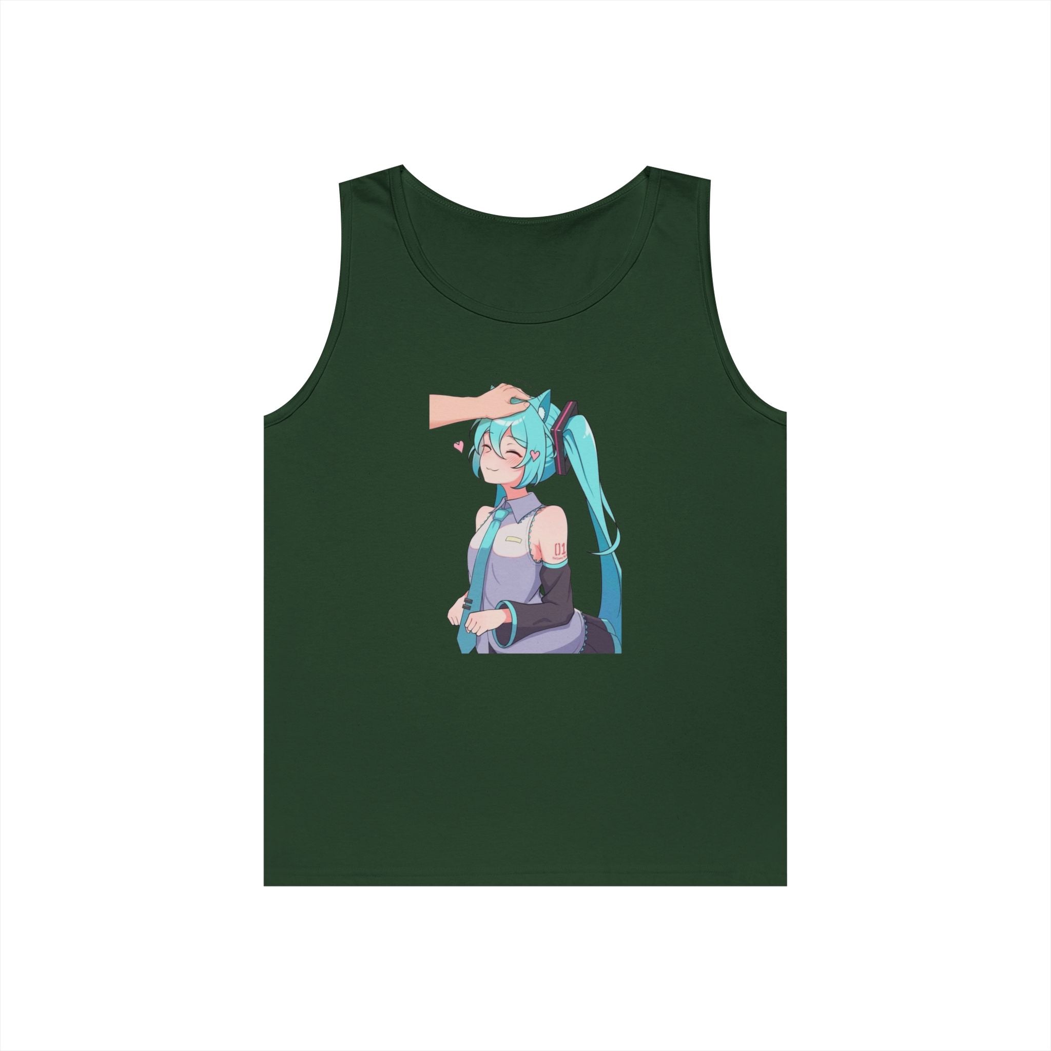 Hatsune Miku Headpat Smiling Catgirl Heavy Cotton Tank Top