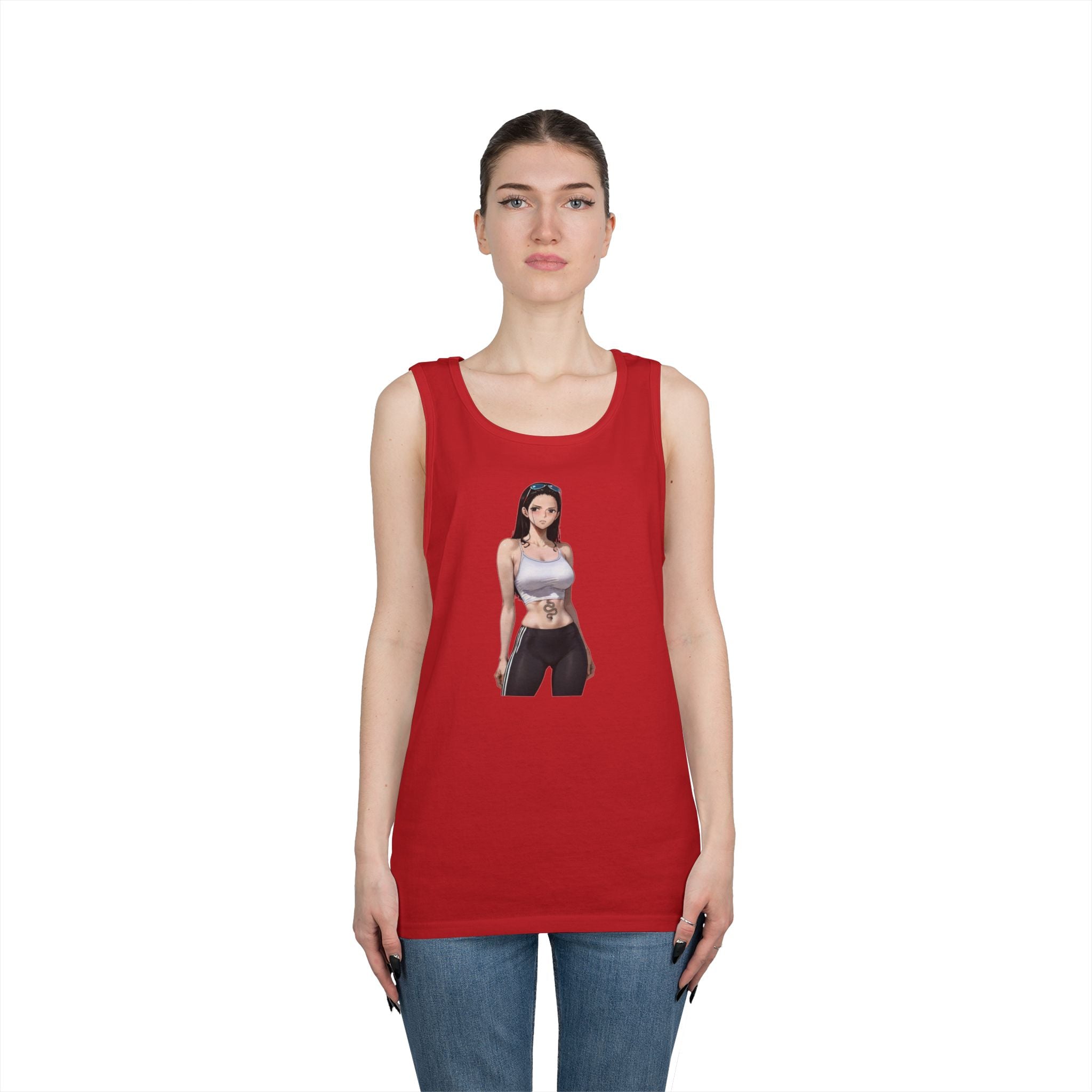 Nico Robin Sporty Snake Tattoo Anime Heavy Cotton Tank Top