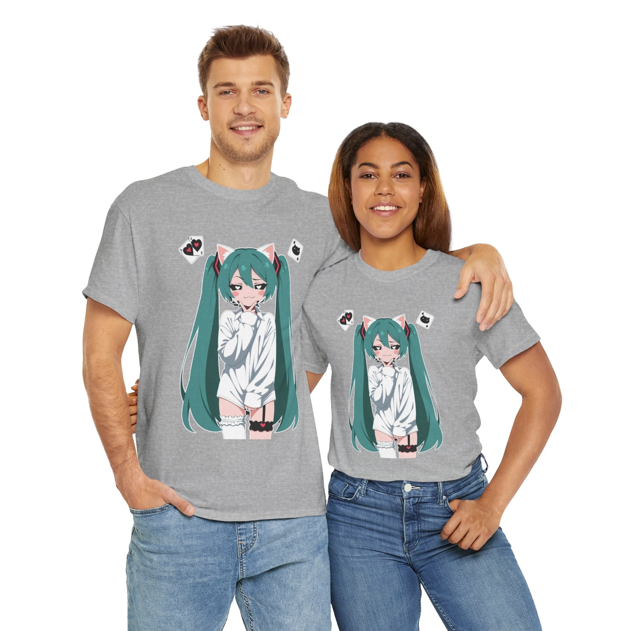 Hatsune Miku Catgirl Cute Anime Unisex Heavy Cotton Tee