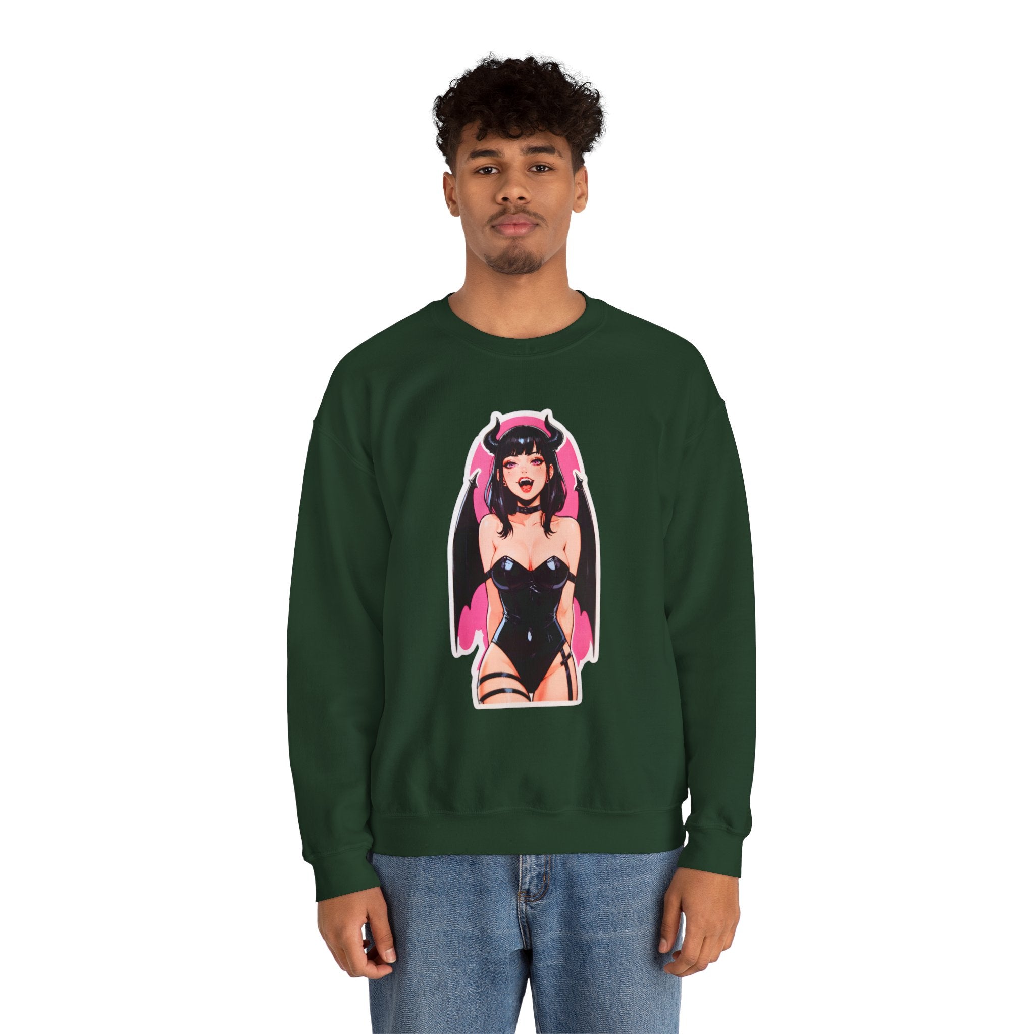Succubus Ahegao Dark Gothic Unisex Heavy Blend™ Crewneck Sweatshirt
