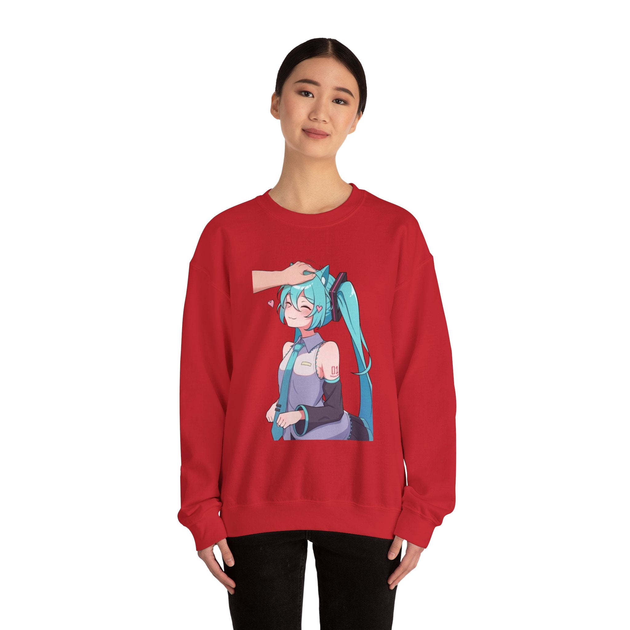 Hatsune Miku Headpat Smiling Catgirl Unisex Heavy Blend™ Crewneck Sweatshirt