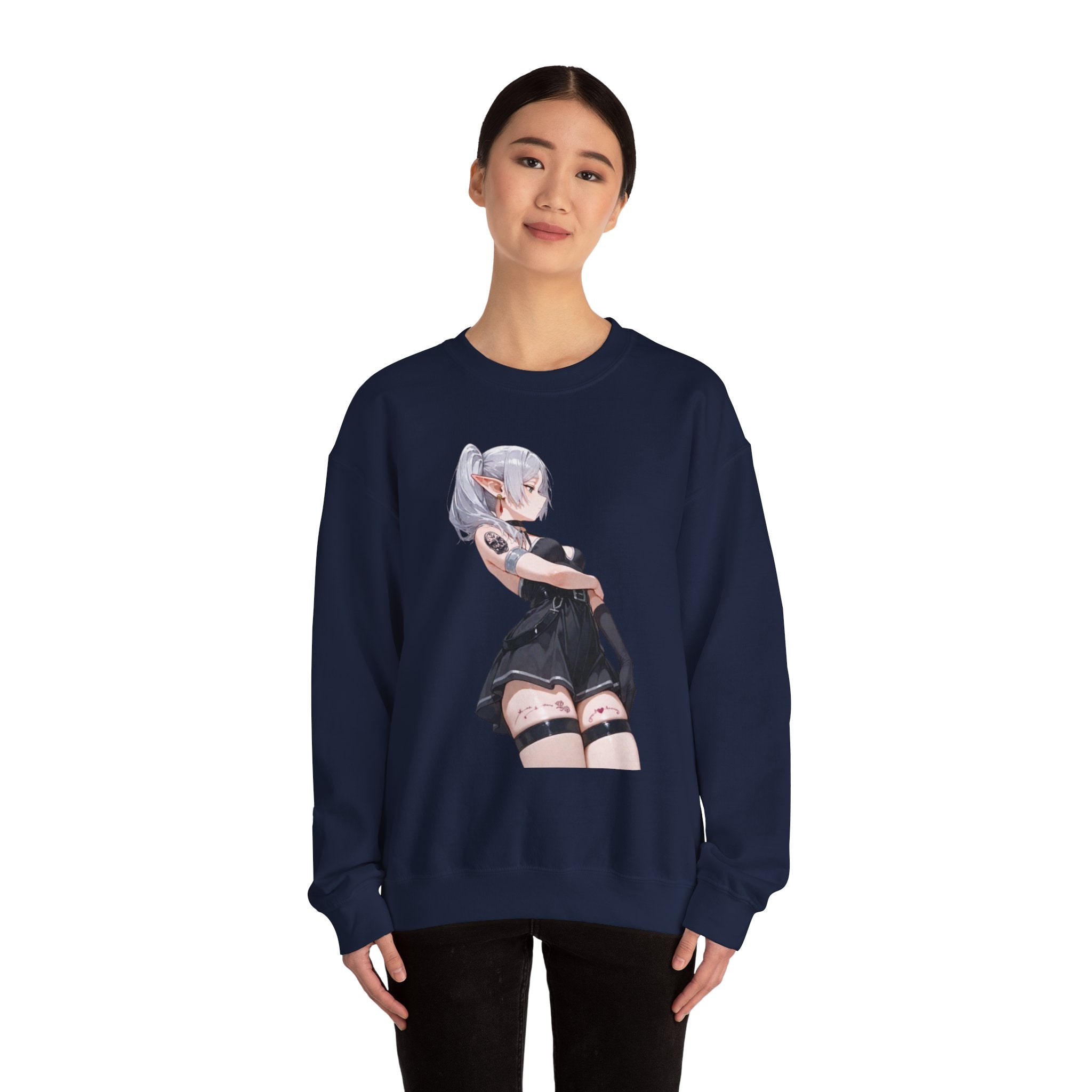 Sexy Frieren Tattooed Black Outfit Unisex Heavy Blend™ Crewneck Sweatshirt