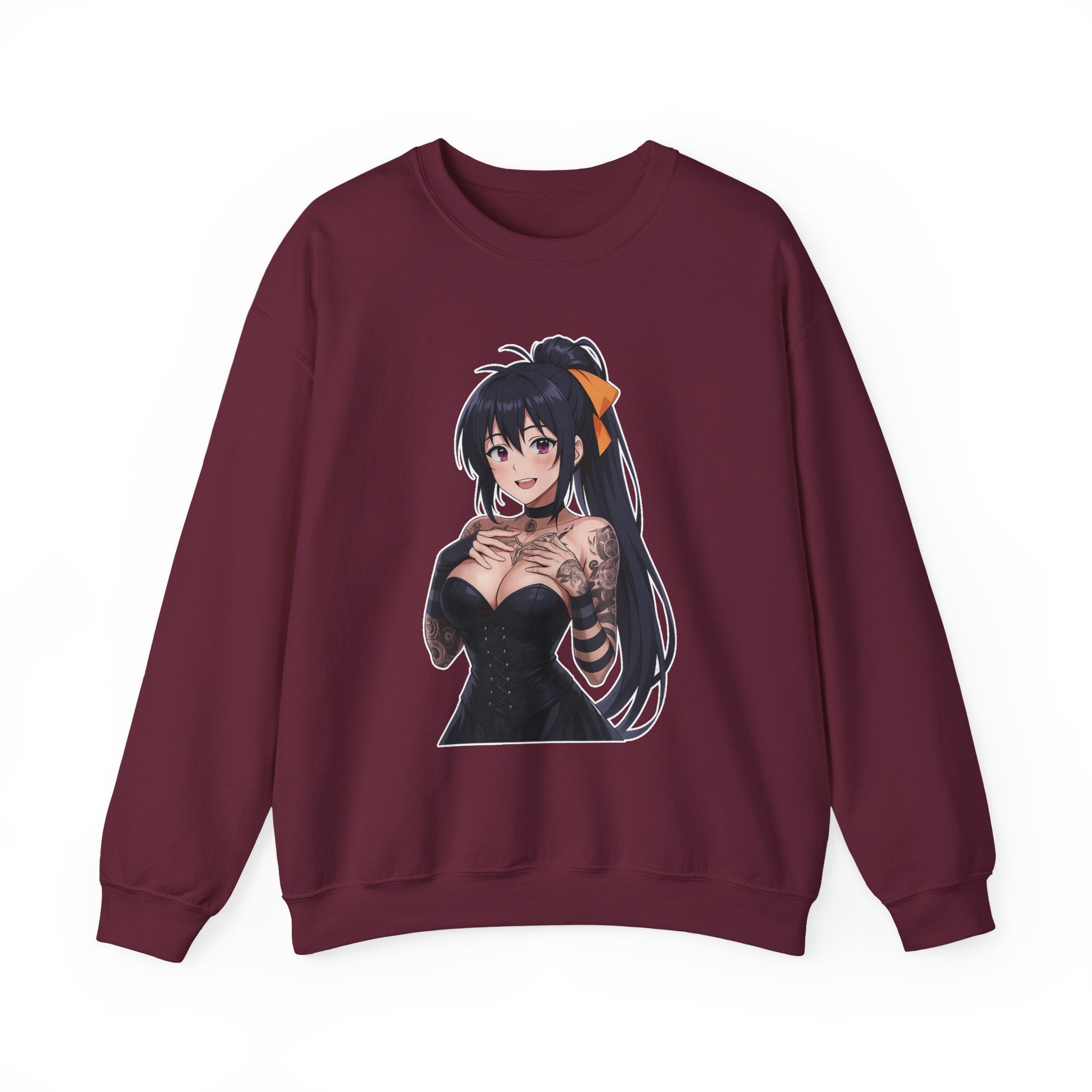 Gothic Style Akeno Himejima Tattoed Waifu Unisex Heavy Blend™ Crewneck Sweatshirt