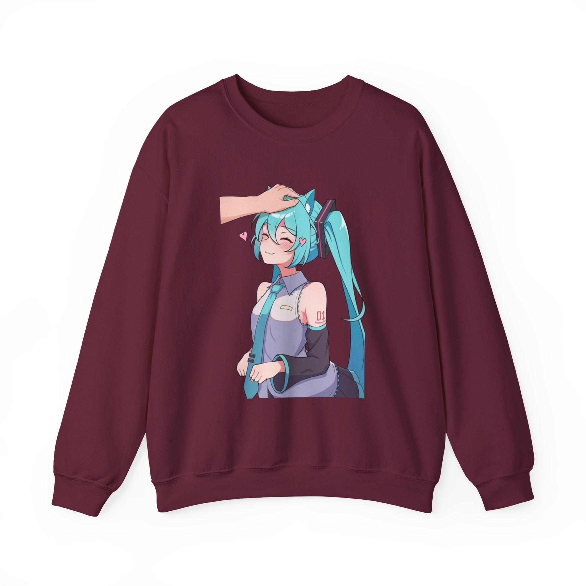 Hatsune Miku Headpat Smiling Catgirl Unisex Heavy Blend™ Crewneck Sweatshirt