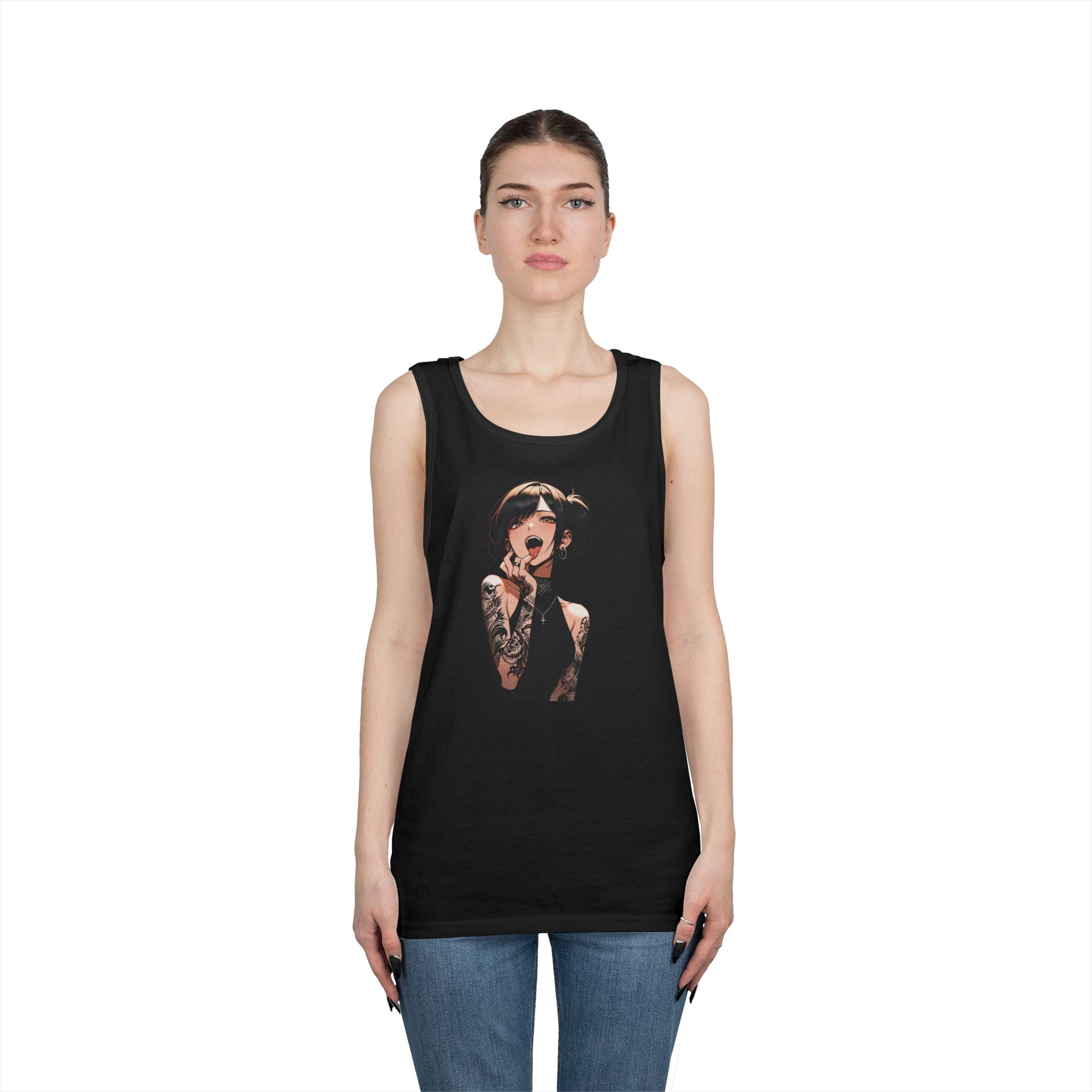 Gothic Himiko Toga Tattooed Ahegao Heavy Cotton Tank Top