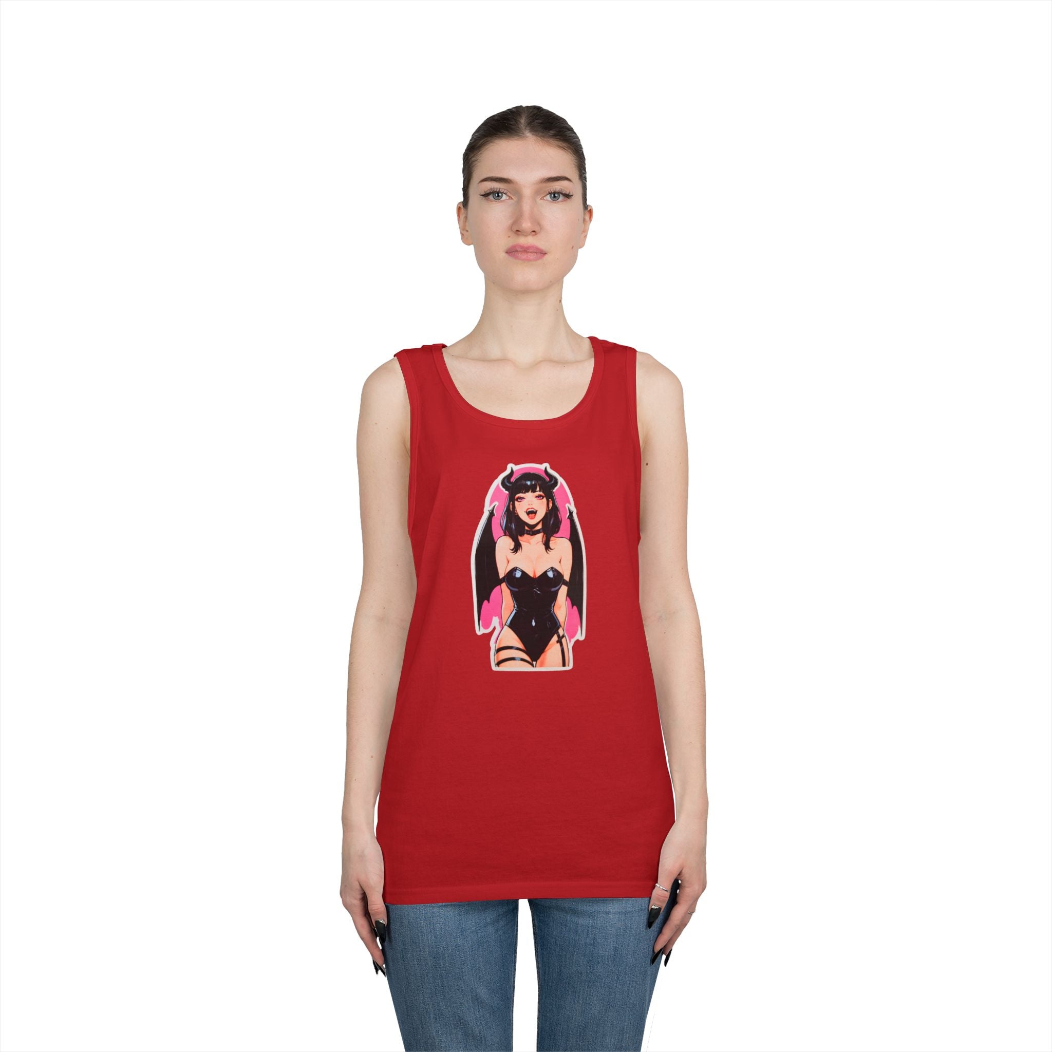 Succubus Ahegao Dark Gothic Heavy Cotton Tank Top