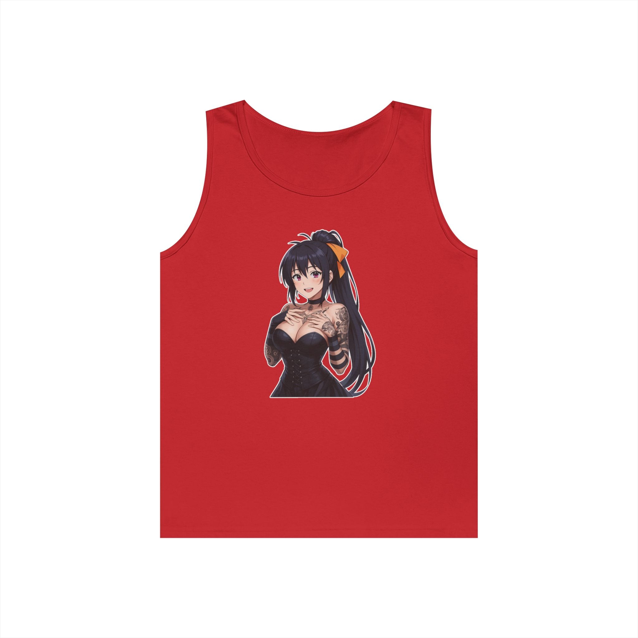 Gothic Style Akeno Himejima Tattoed Waifu Heavy Cotton Tank Top