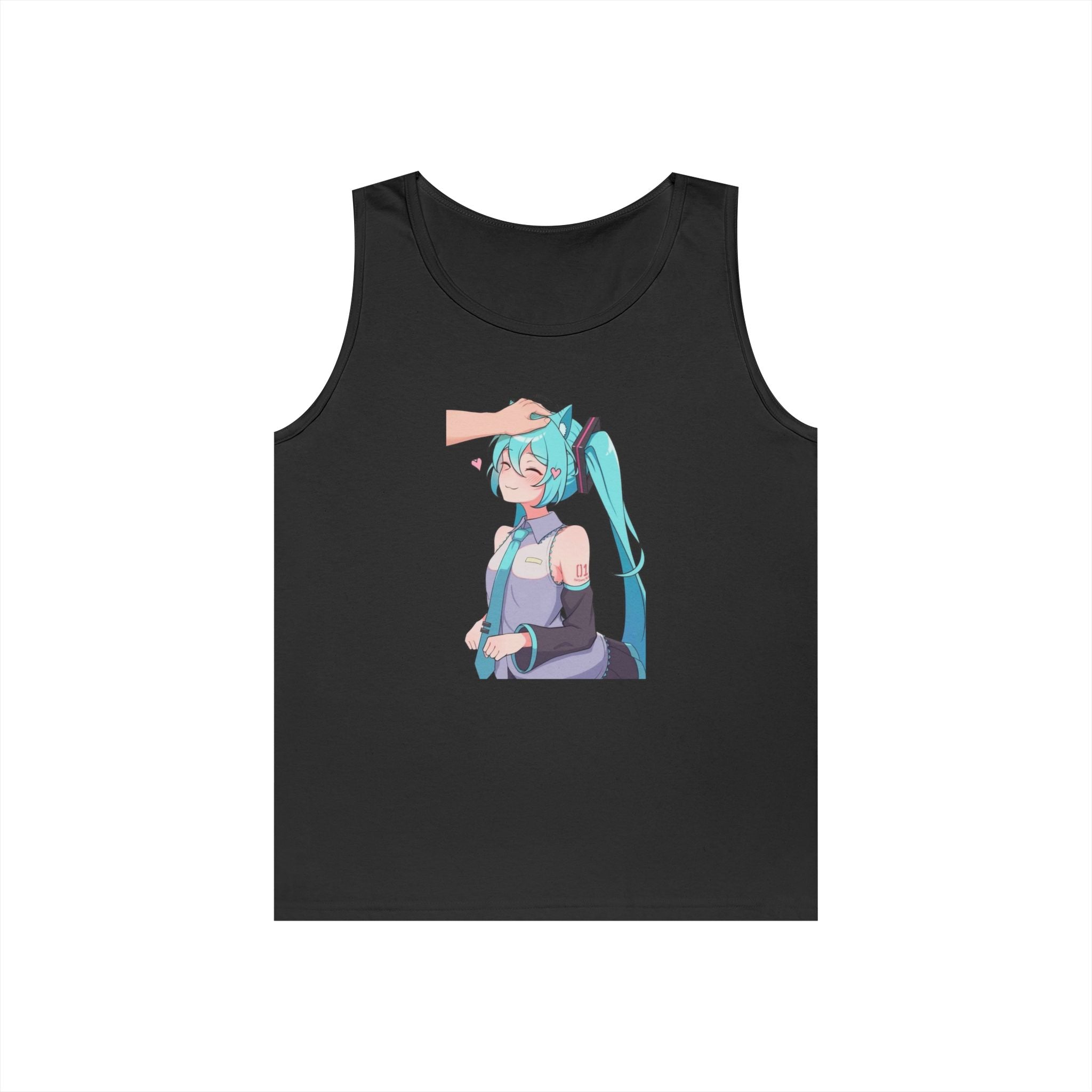 Hatsune Miku Headpat Smiling Catgirl Heavy Cotton Tank Top
