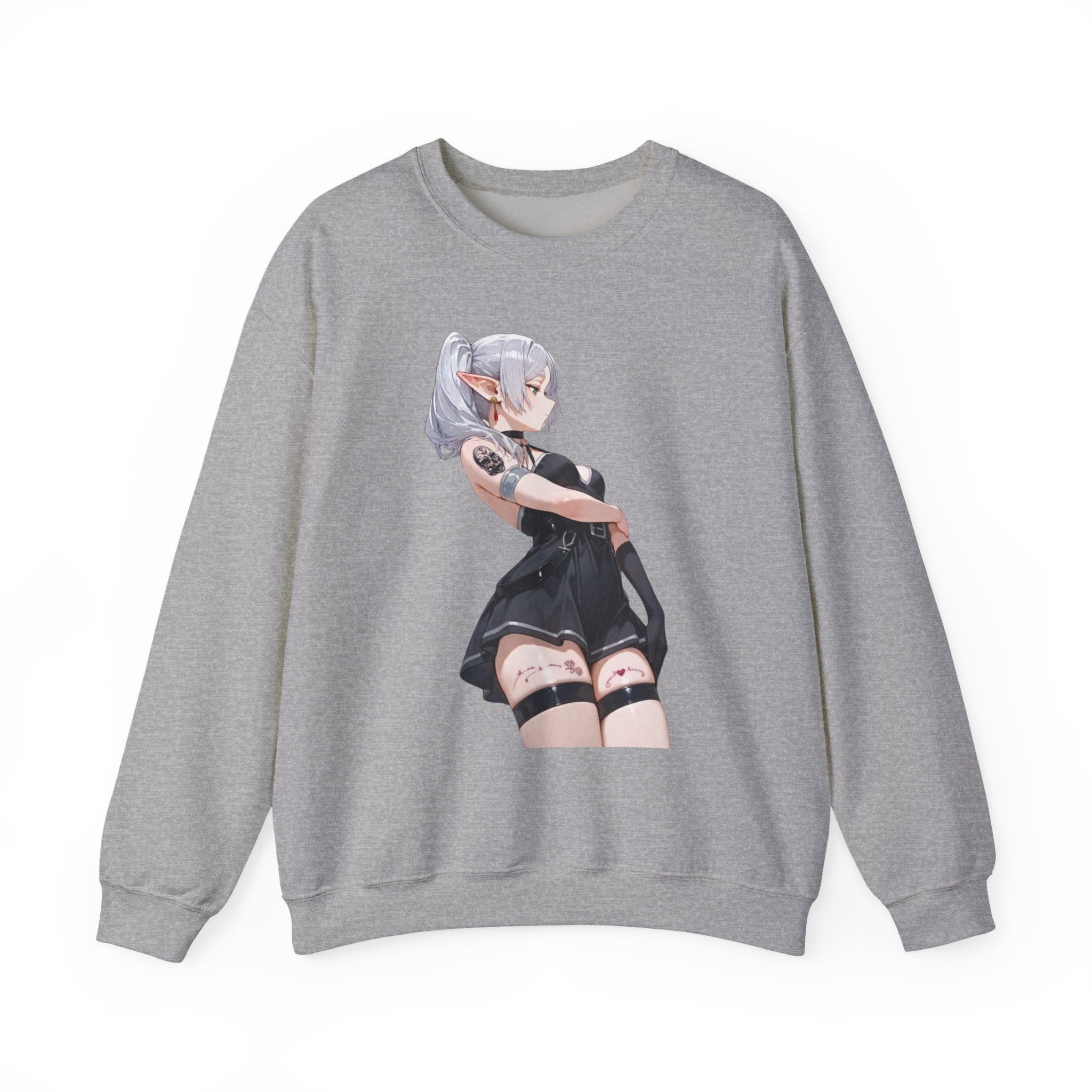 Sexy Frieren Tattooed Black Outfit Unisex Heavy Blend™ Crewneck Sweatshirt