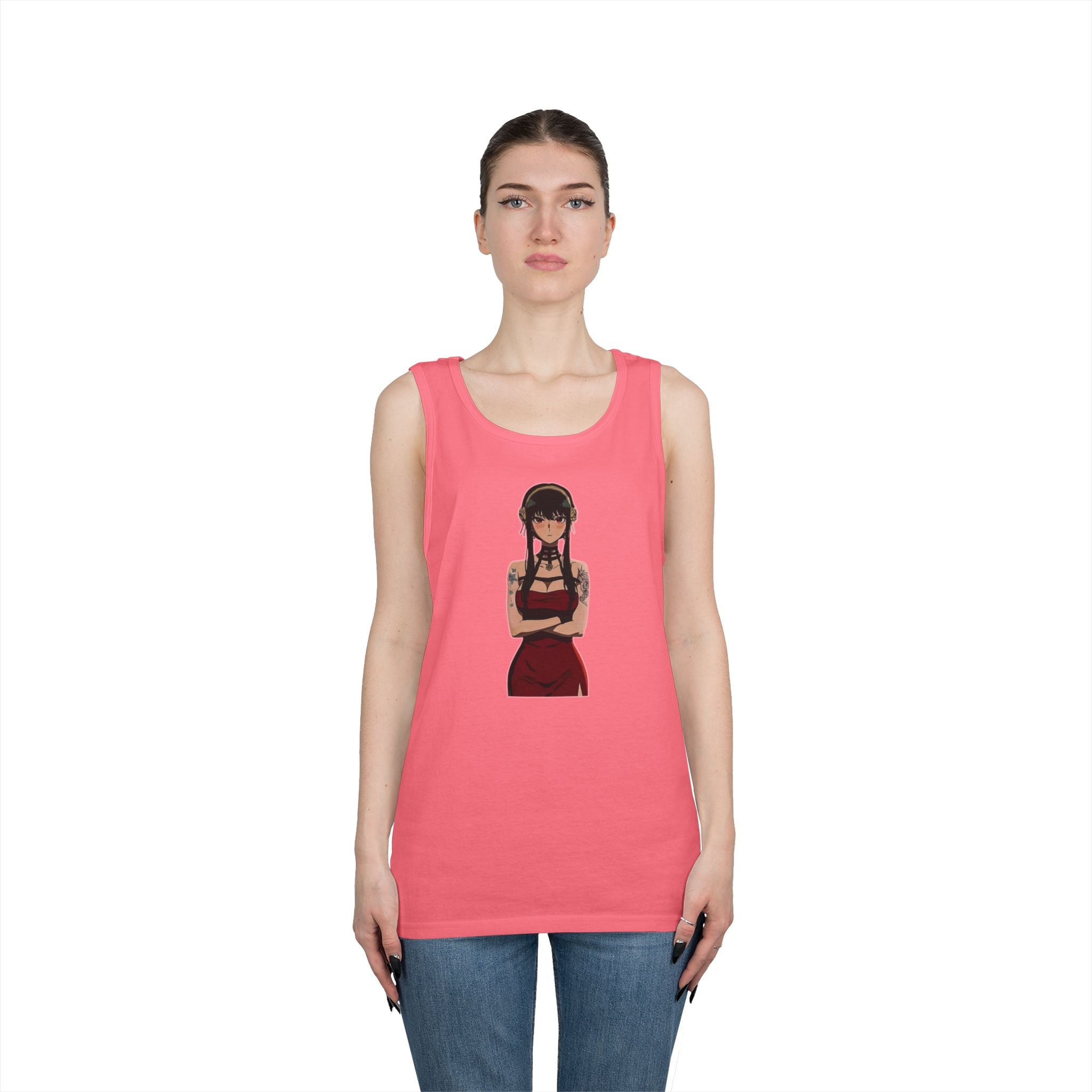 Yor Forger Elegant Tattooed Anime Heavy Cotton Tank Top