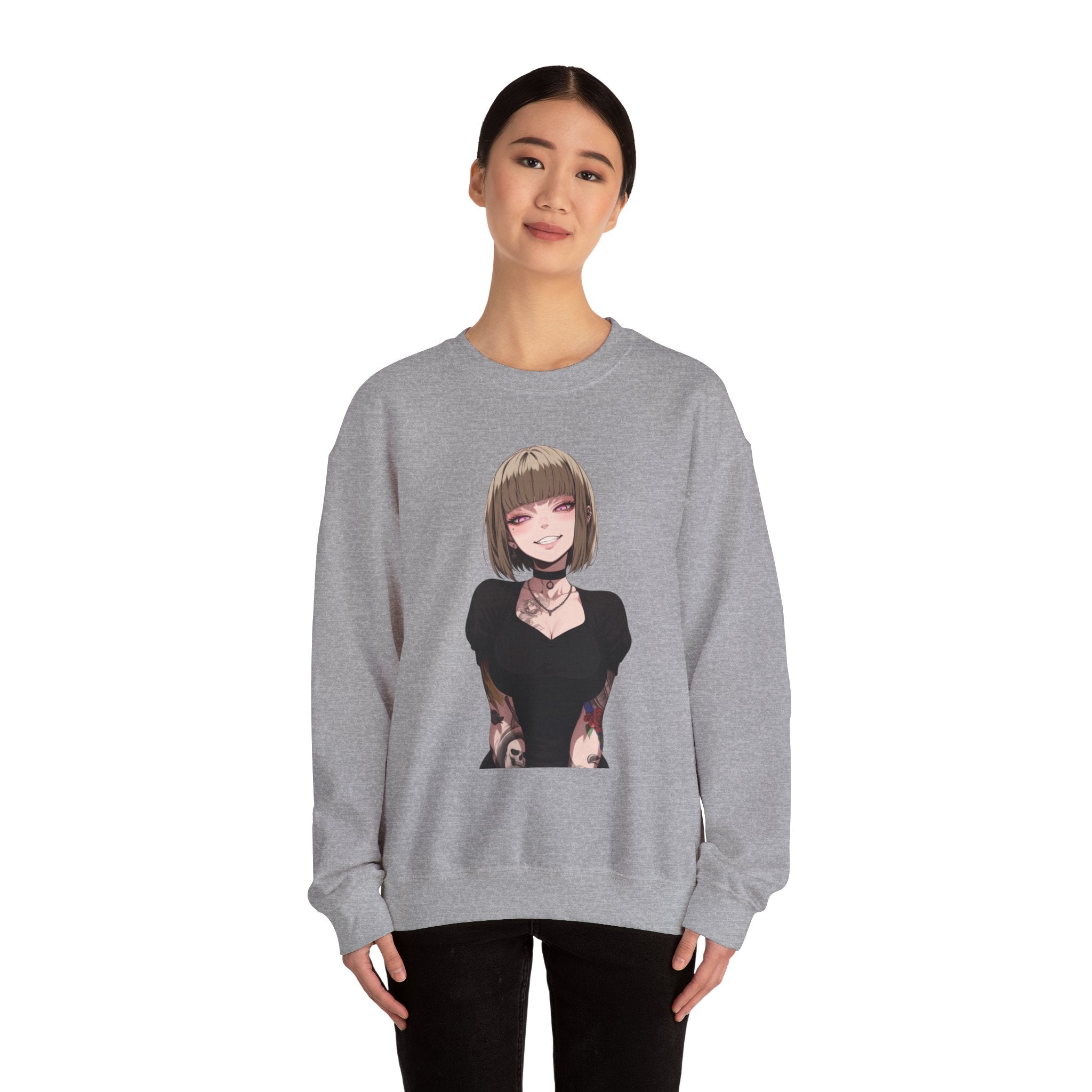 Sexy Style Himiko Toga Skull Tattooed Unisex Heavy Blend™ Crewneck Sweatshirt