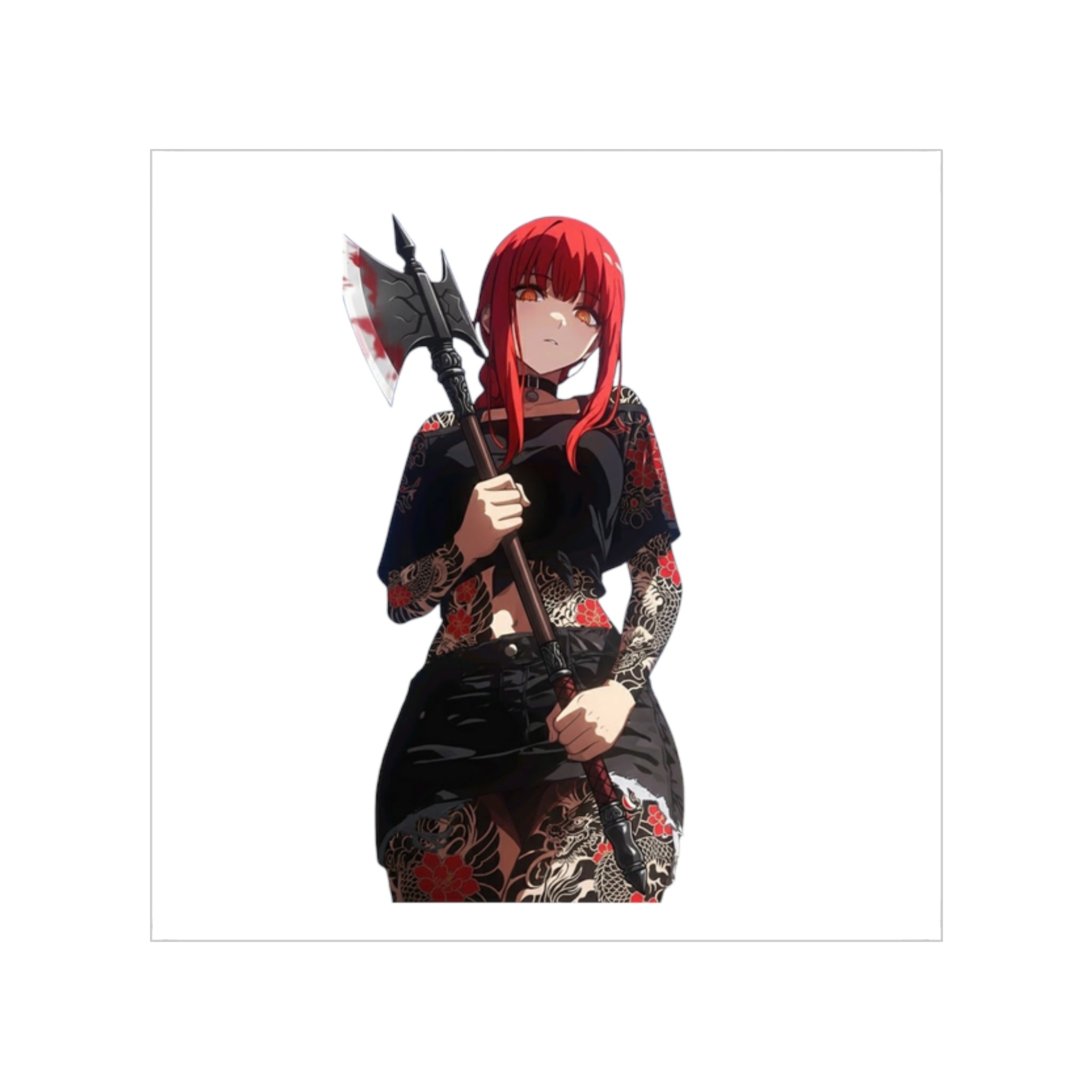 Makima Holding An Axe Tactical Waifu Sticker