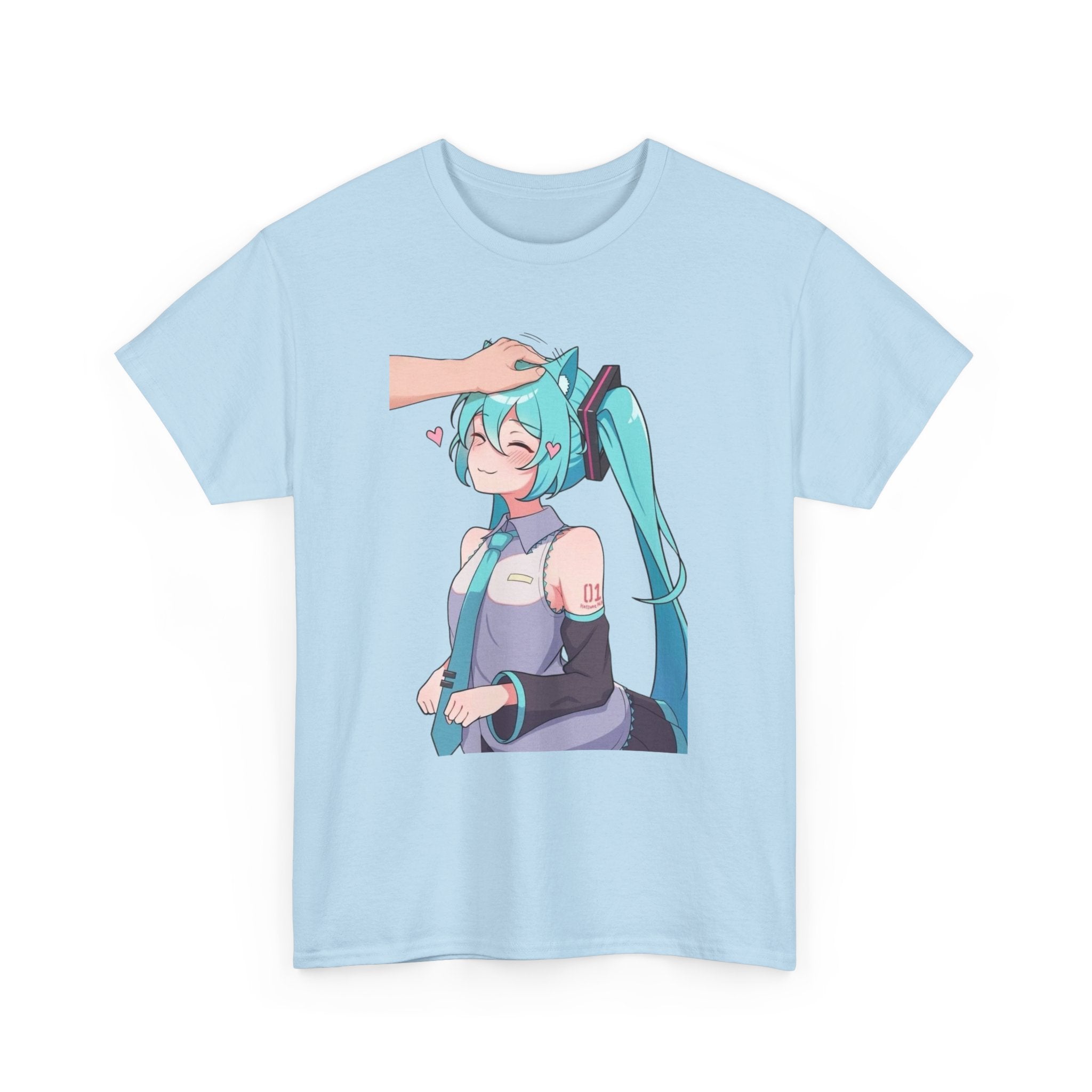 Hatsune Miku Headpat Smiling Catgirl Heavy Cotton Tee