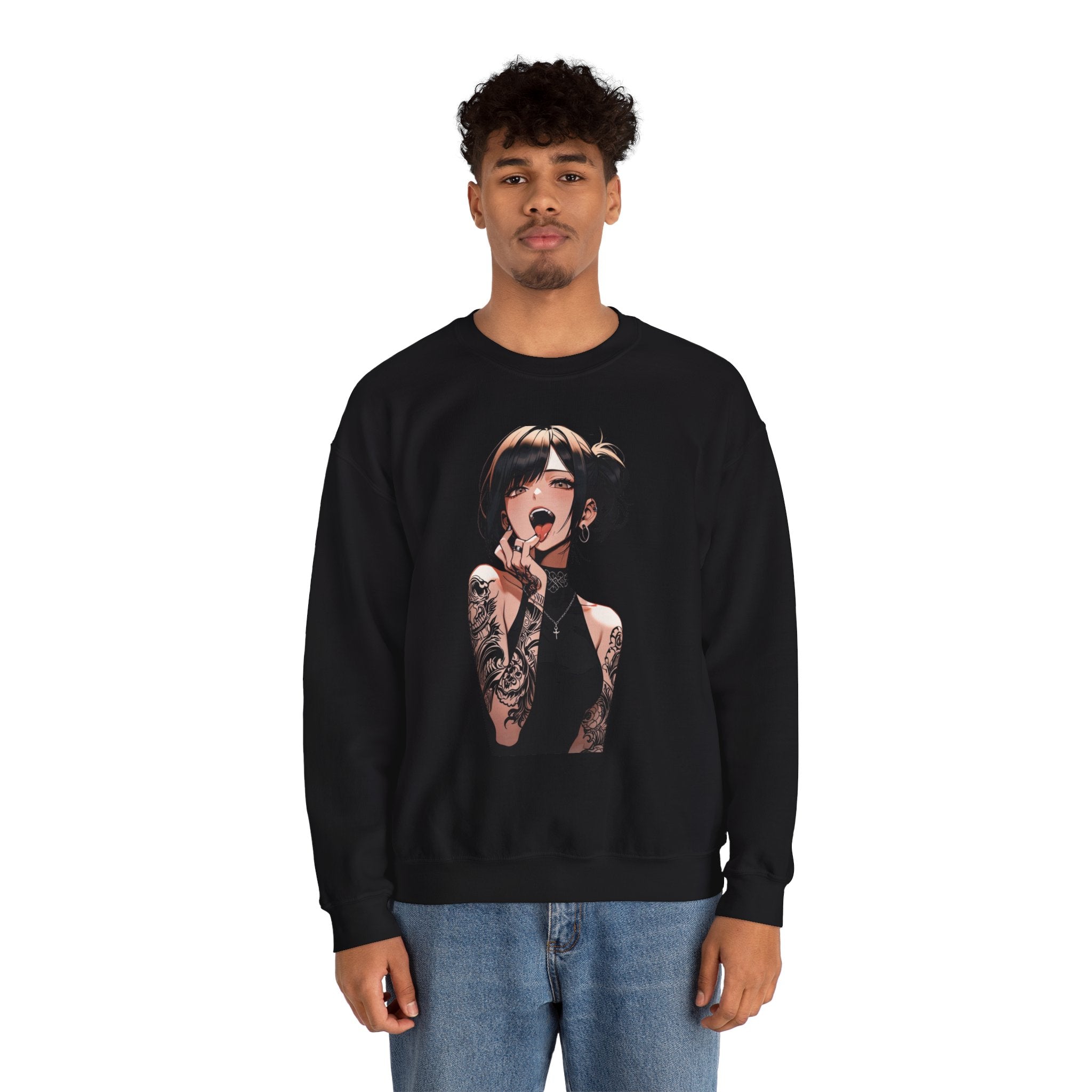 Gothic Himiko Toga Tattooed Ahegao Unisex Heavy Blend™ Crewneck Sweatshirt