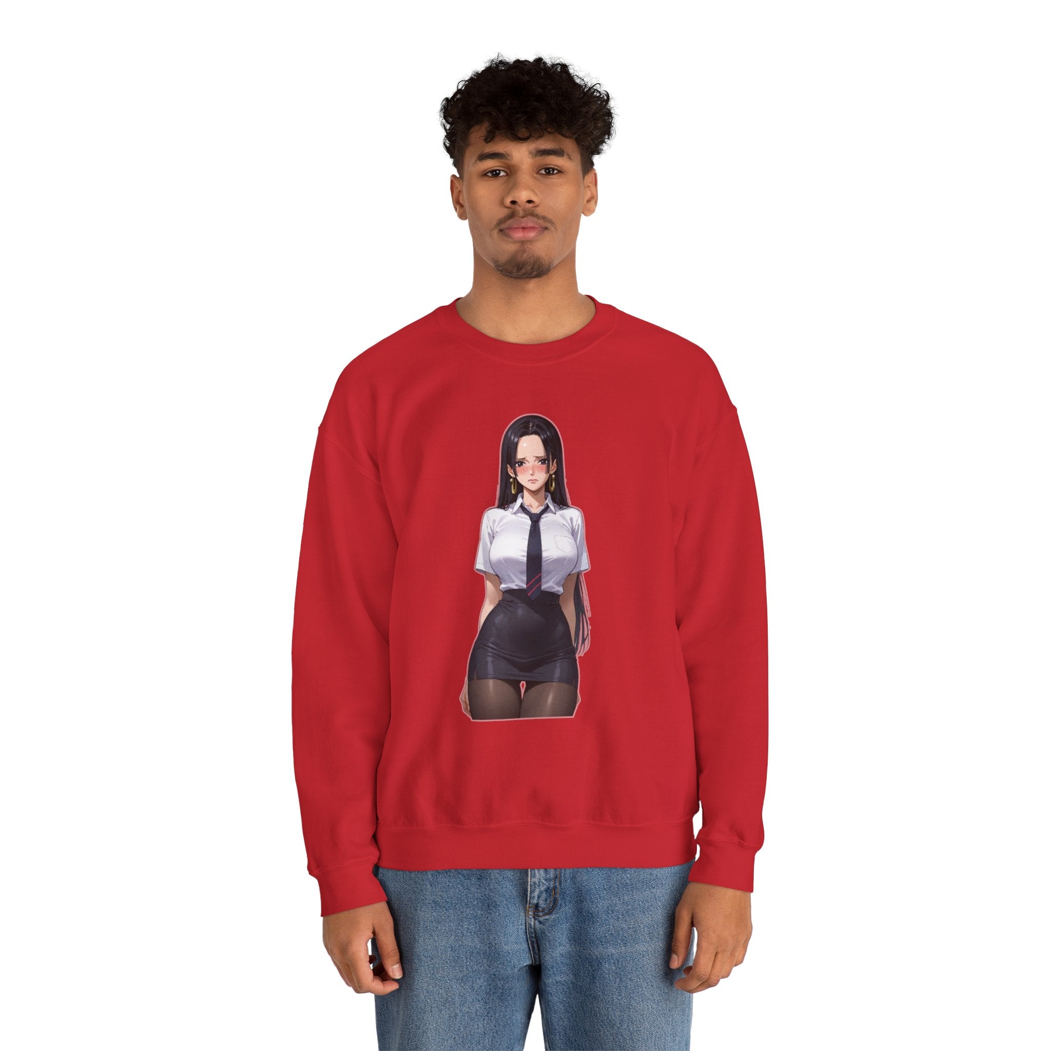 Nico Robin Office Lady Blushing Anime Unisex Heavy Blend™ Crewneck Sweatshirt