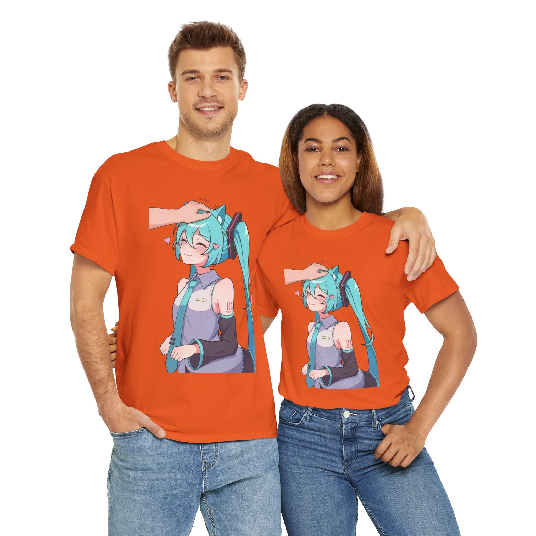 Hatsune Miku Headpat Smiling Catgirl Heavy Cotton Tee