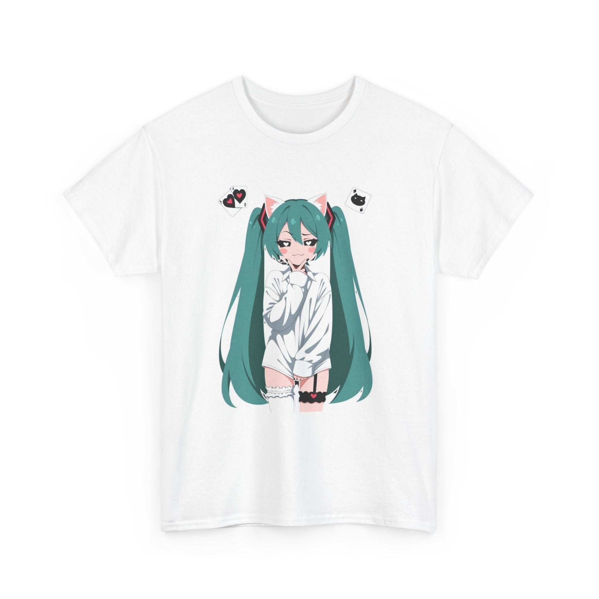 Hatsune Miku Catgirl Cute Anime Unisex Heavy Cotton Tee