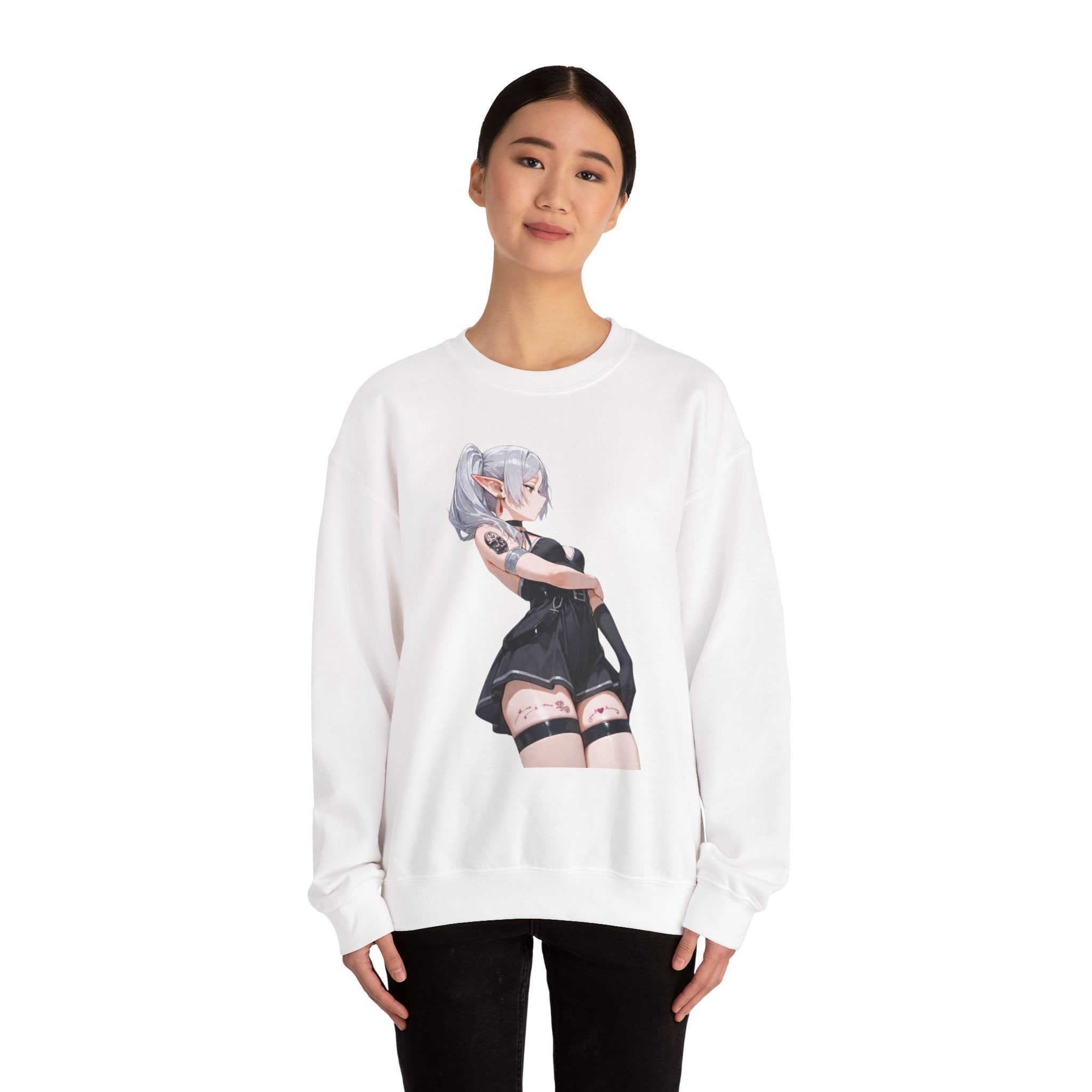 Sexy Frieren Tattooed Black Outfit Unisex Heavy Blend™ Crewneck Sweatshirt