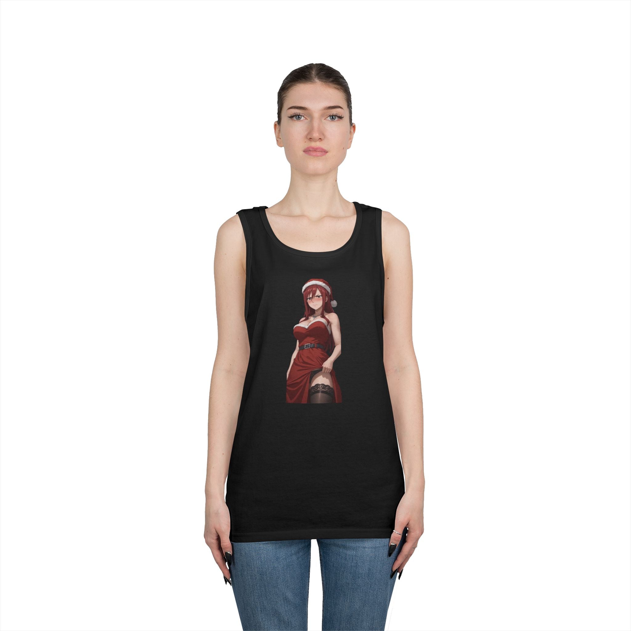 Ezra Scarlet Christmas Themed Angry Anime Heavy Cotton Tank Top