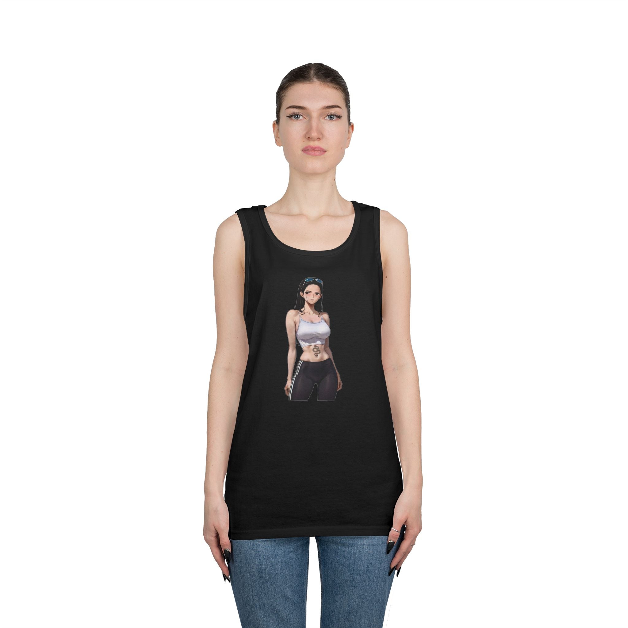 Nico Robin Sporty Snake Tattoo Anime Heavy Cotton Tank Top