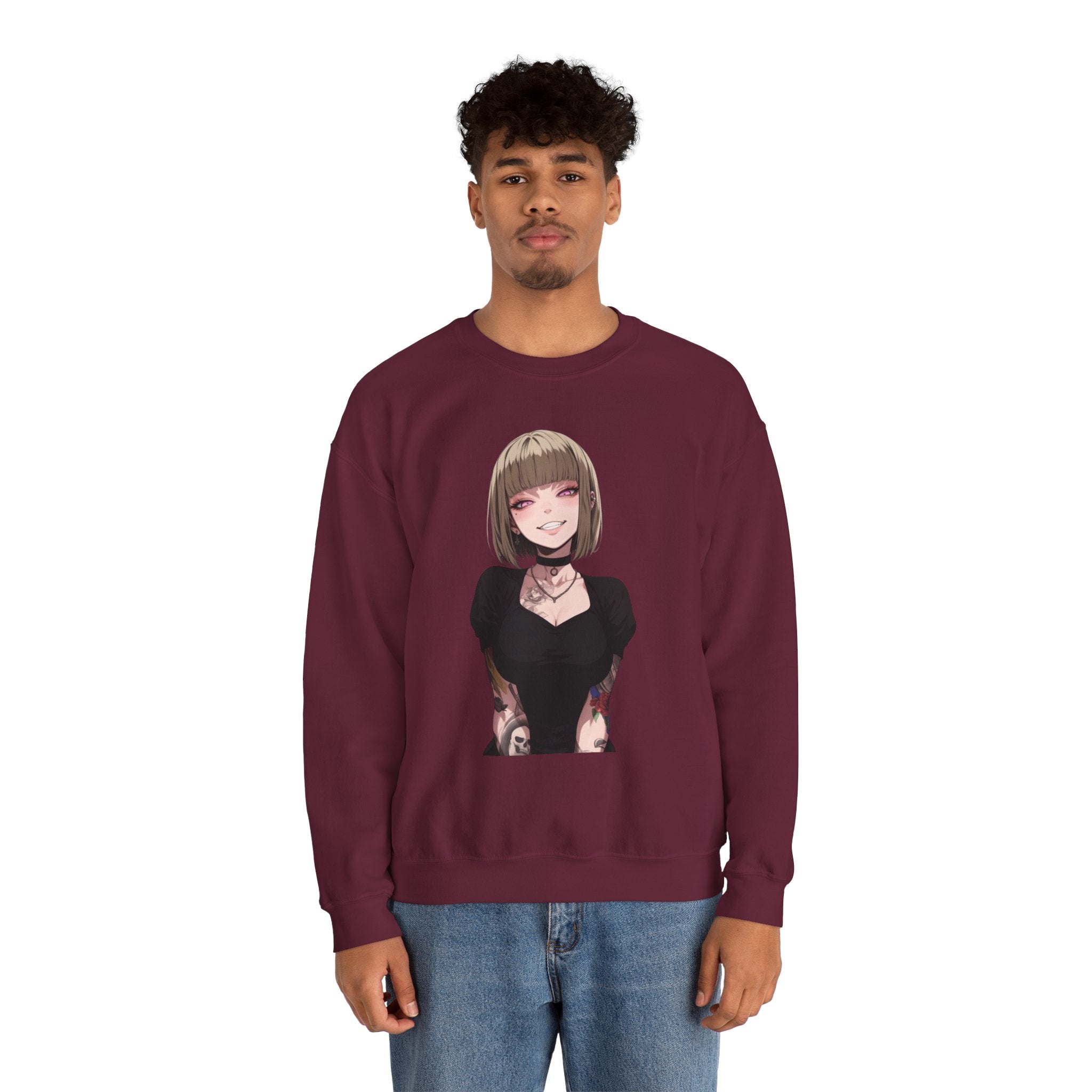 Sexy Style Himiko Toga Skull Tattooed Unisex Heavy Blend™ Crewneck Sweatshirt
