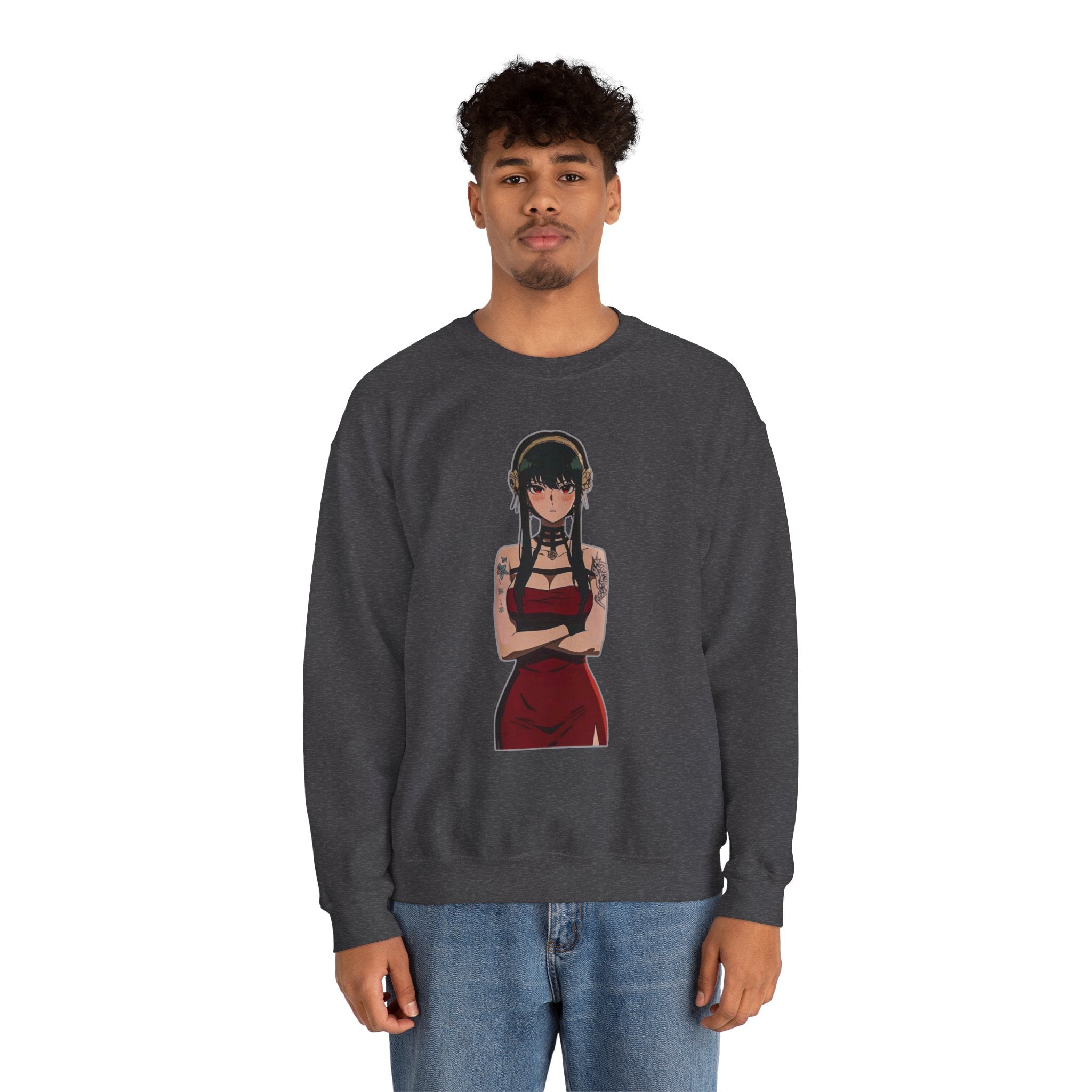 Yor Forger Elegant Tattooed Anime Unisex Heavy Blend™ Crewneck Sweatshirt