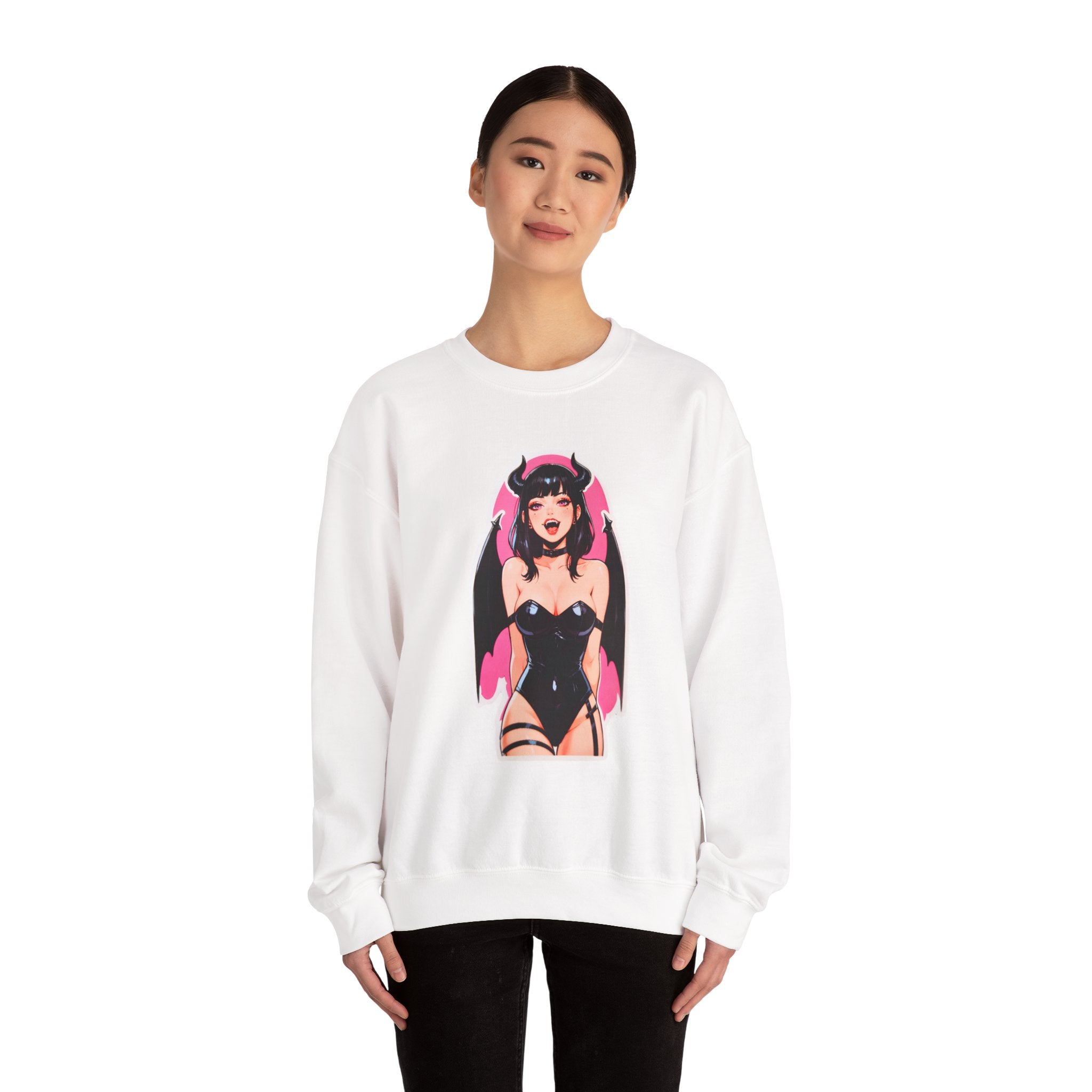 Succubus Ahegao Dark Gothic Unisex Heavy Blend™ Crewneck Sweatshirt