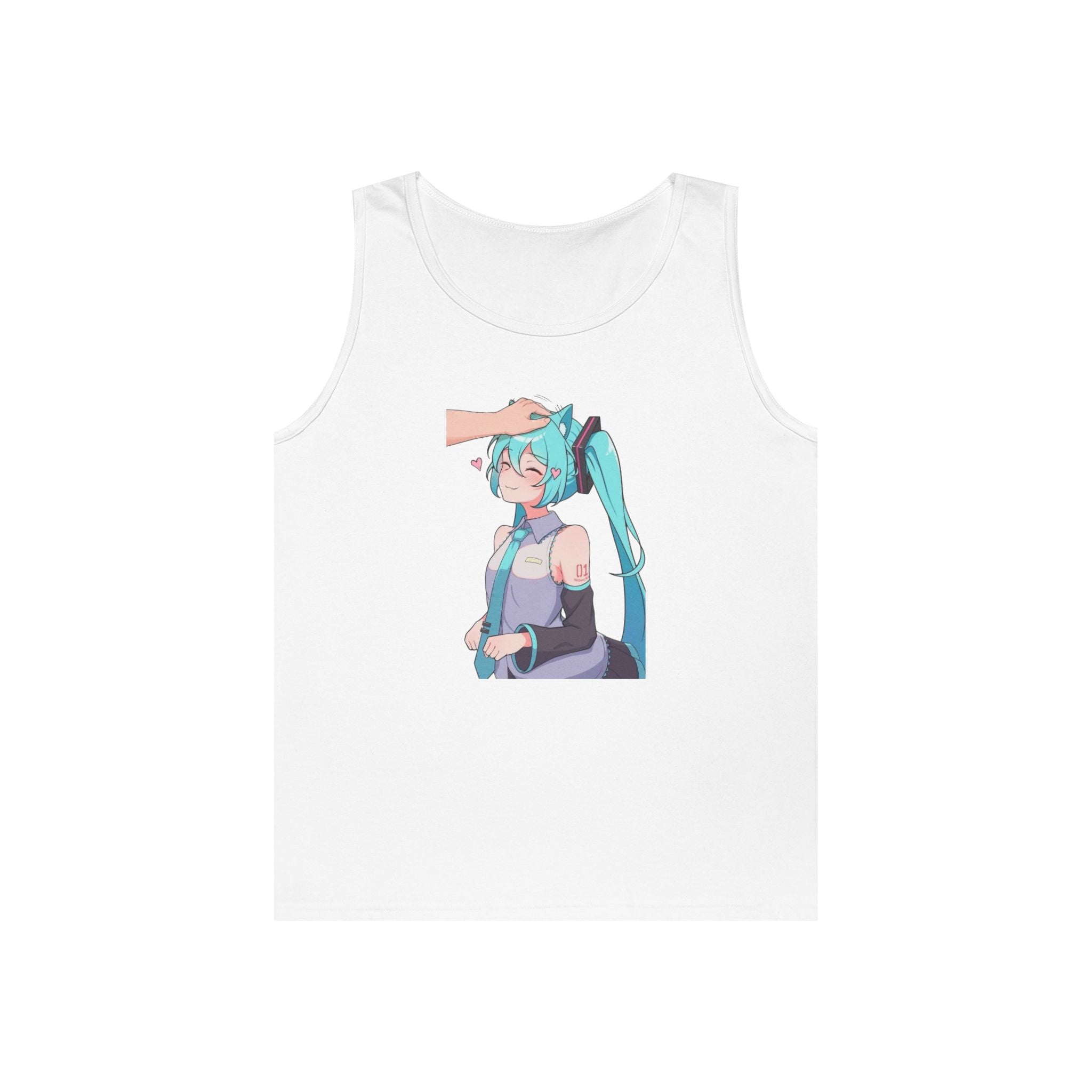 Hatsune Miku Headpat Smiling Catgirl Heavy Cotton Tank Top