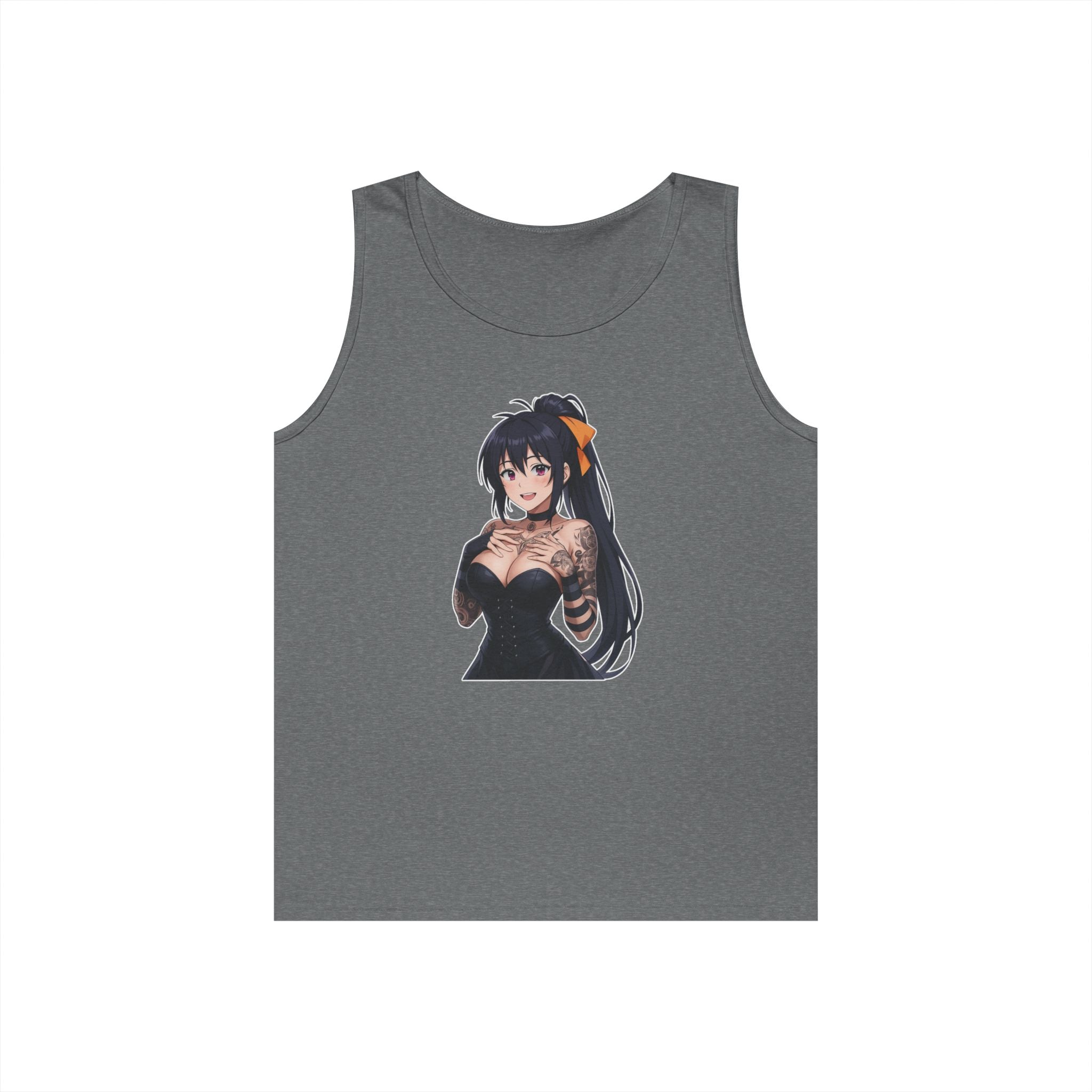 Gothic Style Akeno Himejima Tattoed Waifu Heavy Cotton Tank Top