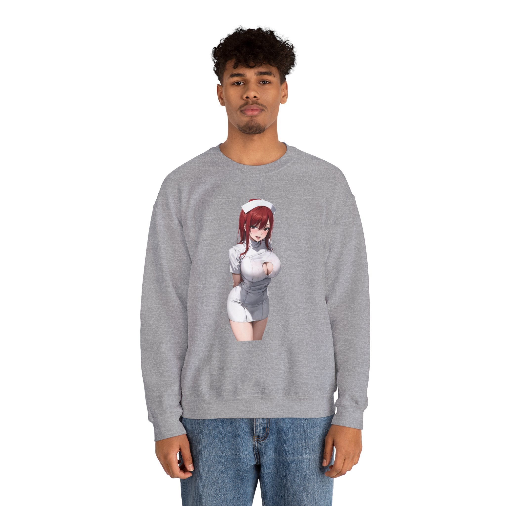Ezra Scarlet Nurse Uniform Anime Unisex Heavy Blend™ Crewneck Sweatshirt