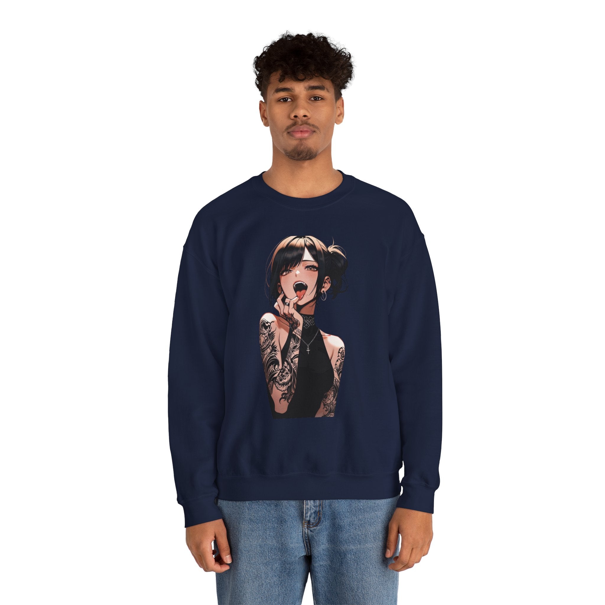 Gothic Himiko Toga Tattooed Ahegao Unisex Heavy Blend™ Crewneck Sweatshirt