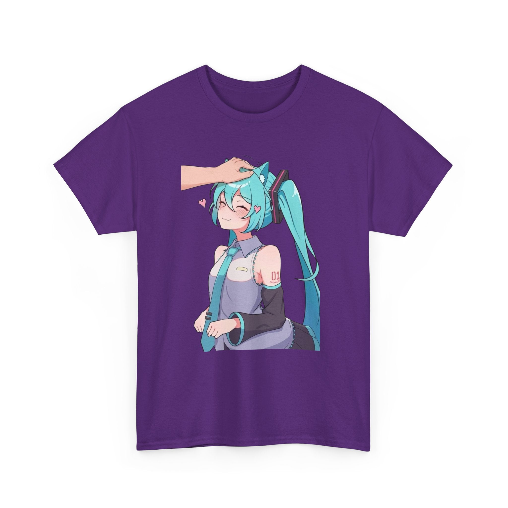 Hatsune Miku Headpat Smiling Catgirl Heavy Cotton Tee