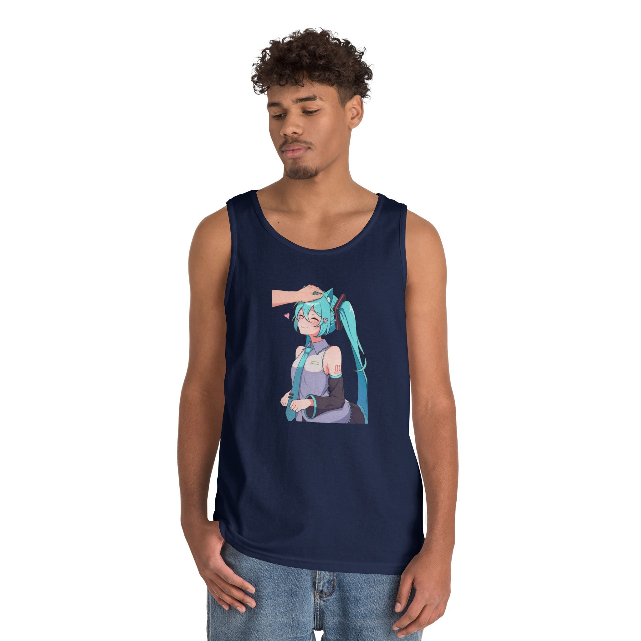 Hatsune Miku Headpat Smiling Catgirl Heavy Cotton Tank Top