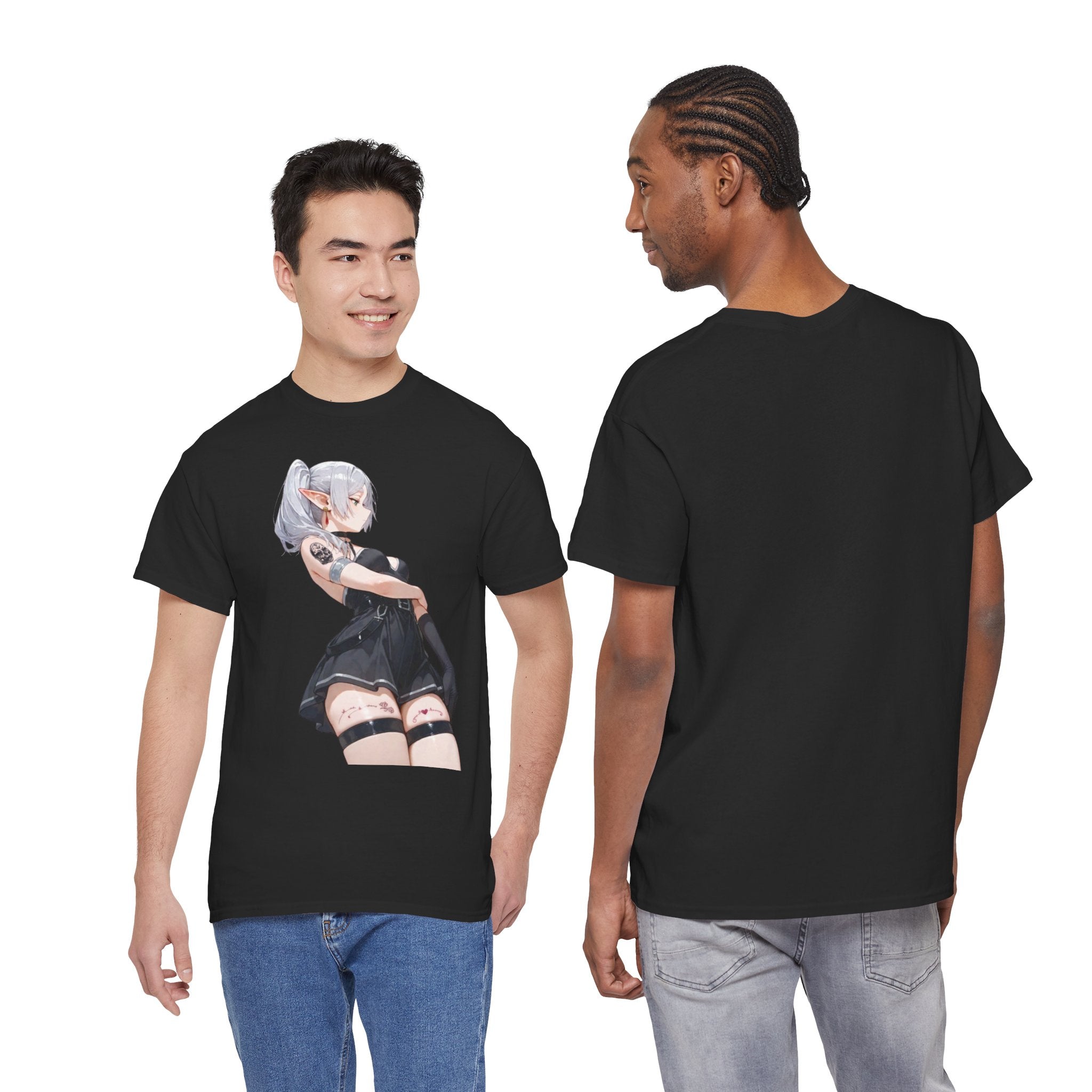 Sexy Frieren Tattooed Black Outfit Unisex Heavy Cotton Tee