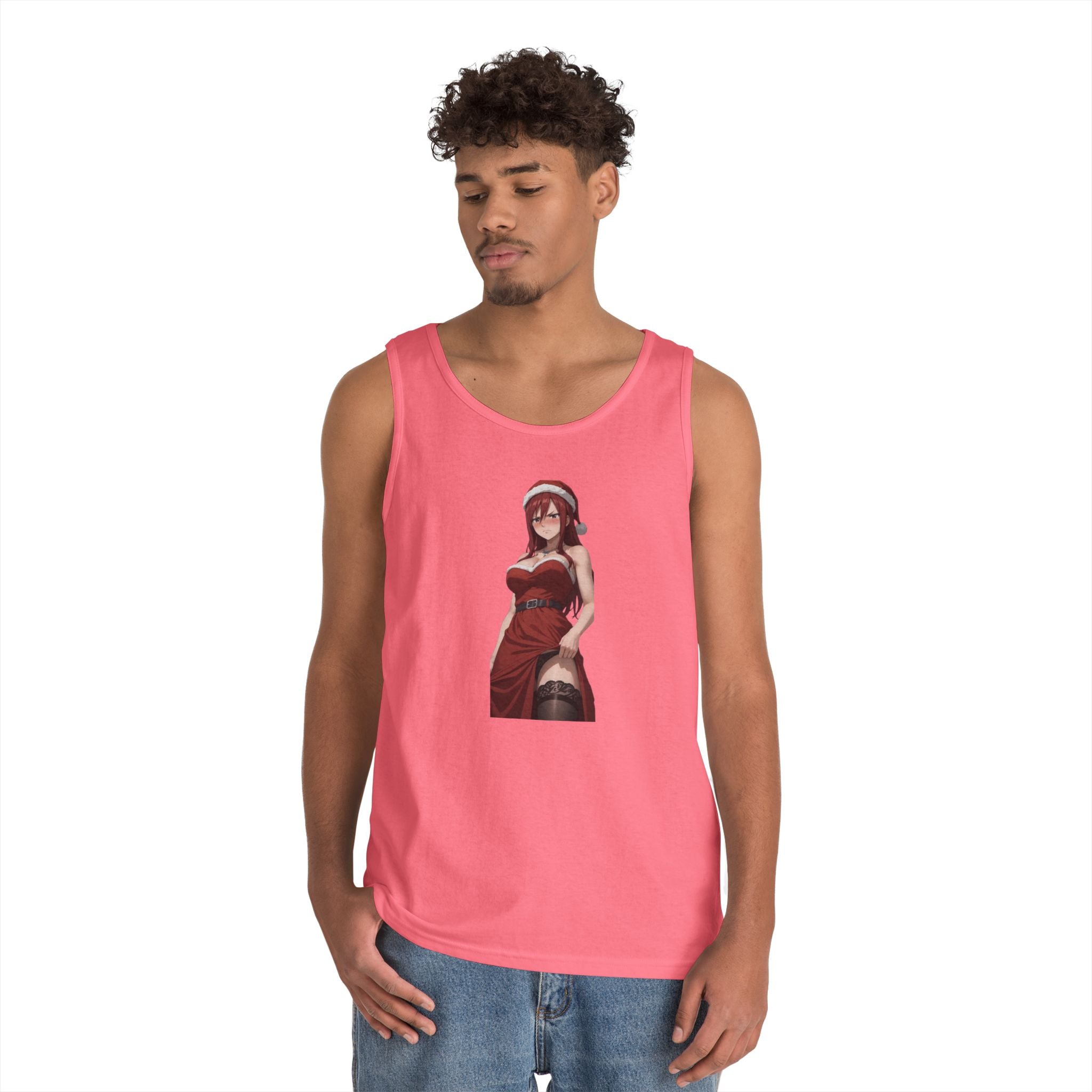 Ezra Scarlet Christmas Themed Angry Anime Heavy Cotton Tank Top