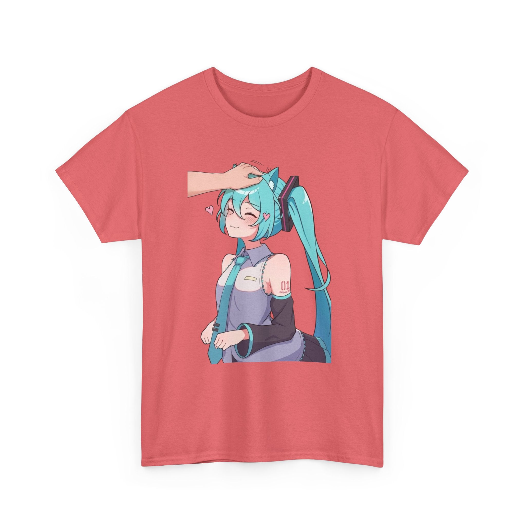 Hatsune Miku Headpat Smiling Catgirl Heavy Cotton Tee